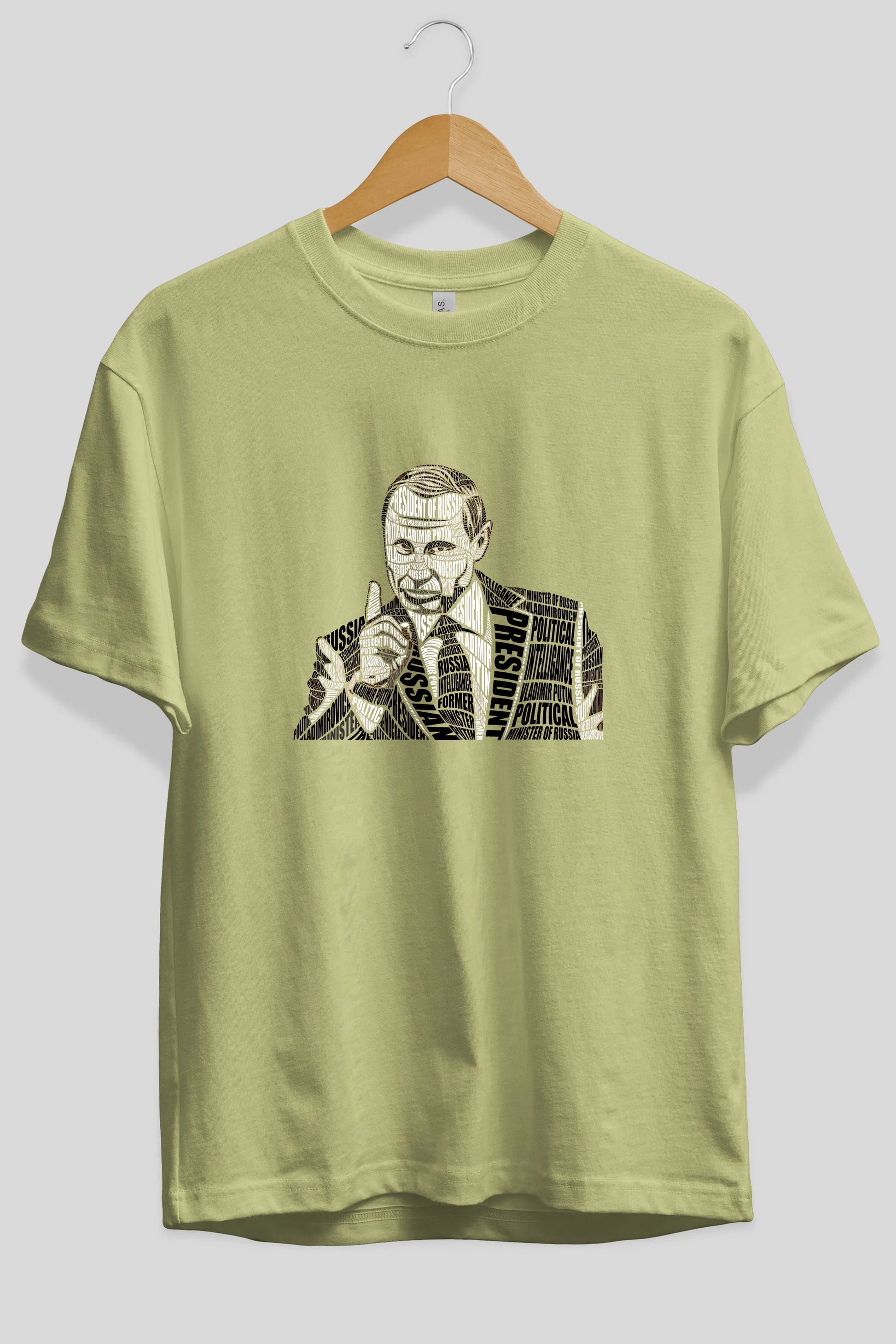 Putin Calligram Ön Baskılı Oversize t-shirt %100 pamuk Erkek Kadın Unisex