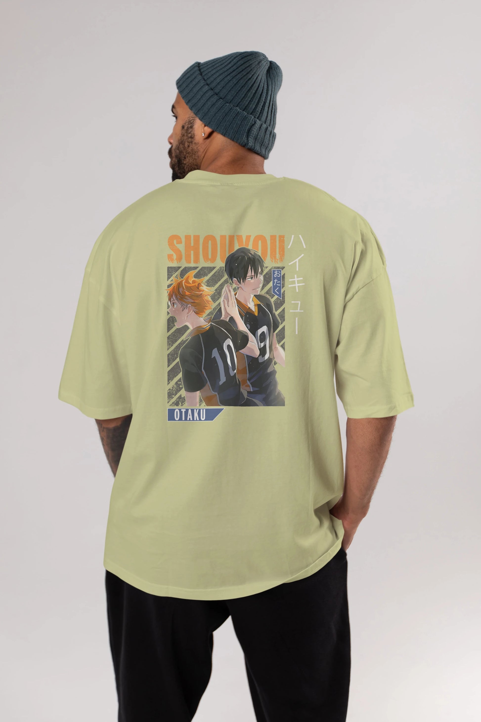 Shouyou Hinata 12 Anime Arka Baskılı Oversize t-shirt Erkek Kadın Unisex