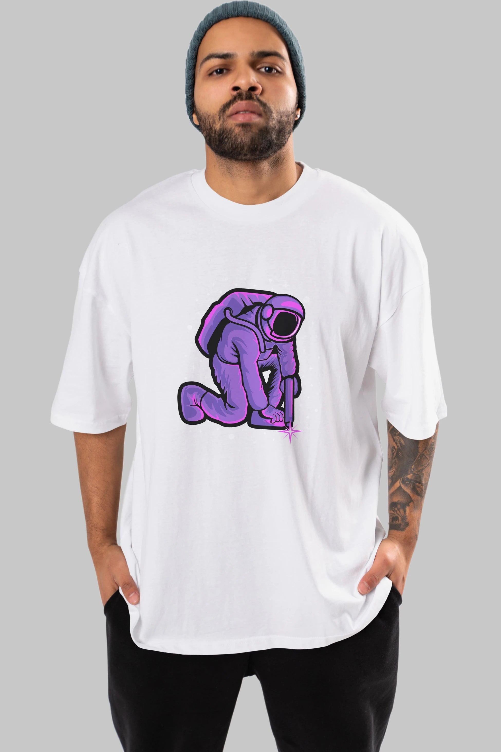 Welding in Space Ön Baskılı Oversize t-shirt Erkek Kadın Unisex