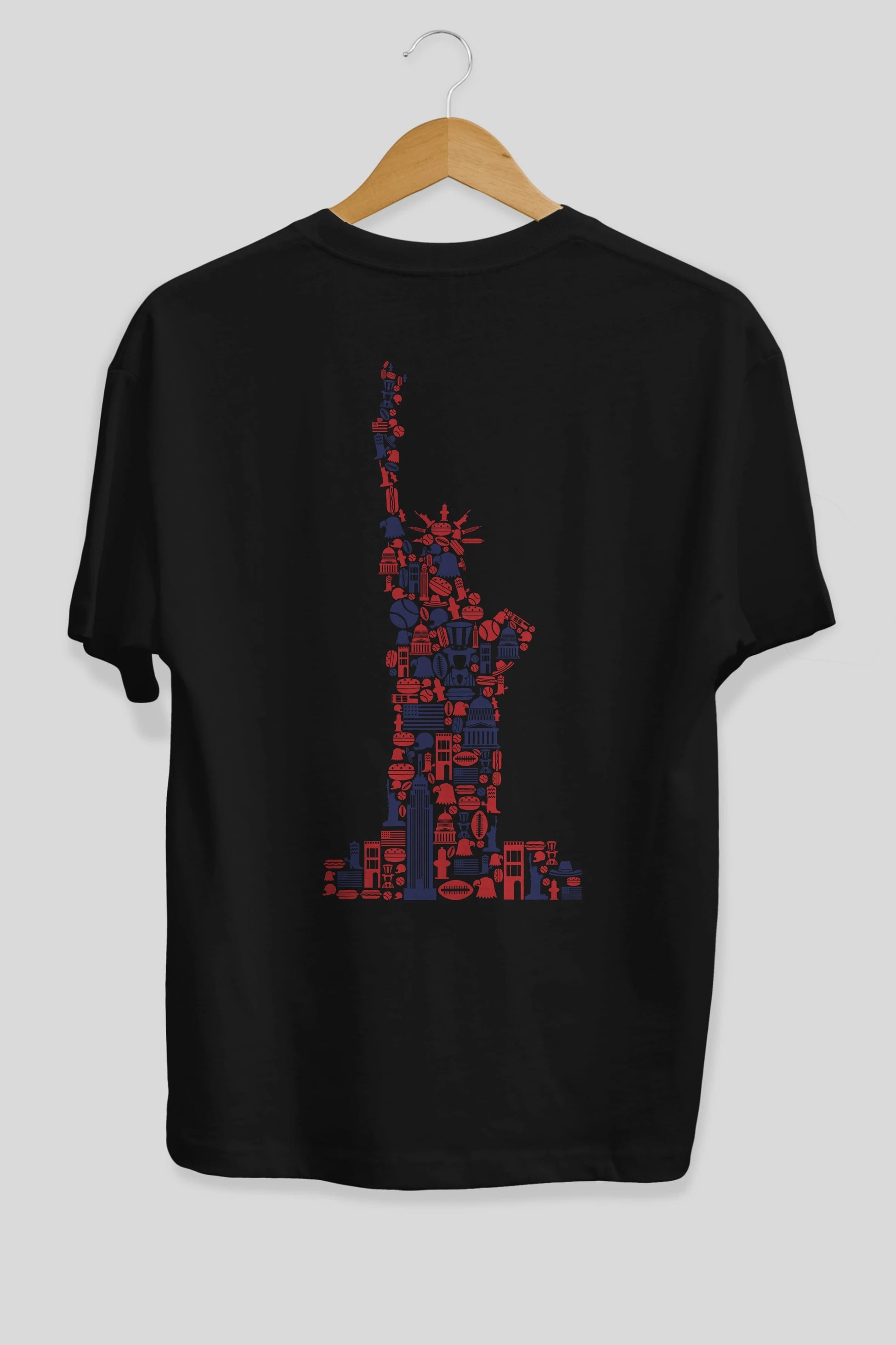 Liberty Arka Baskılı Oversize t-shirt %100 pamuk Erkek Kadın Unisex