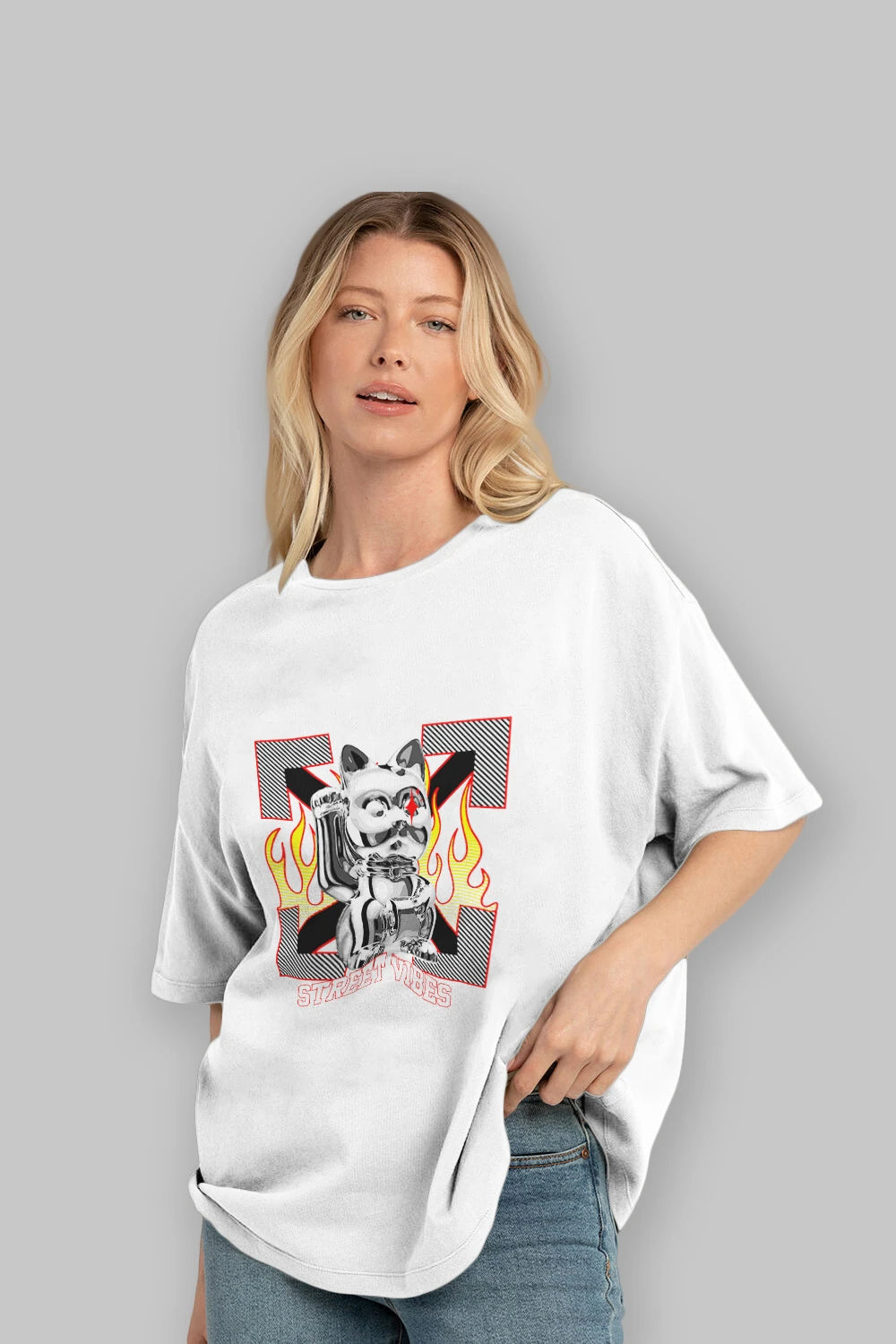 Lucky Street Vibes Ön Baskılı Oversize t-shirt Erkek Kadın Unisex
