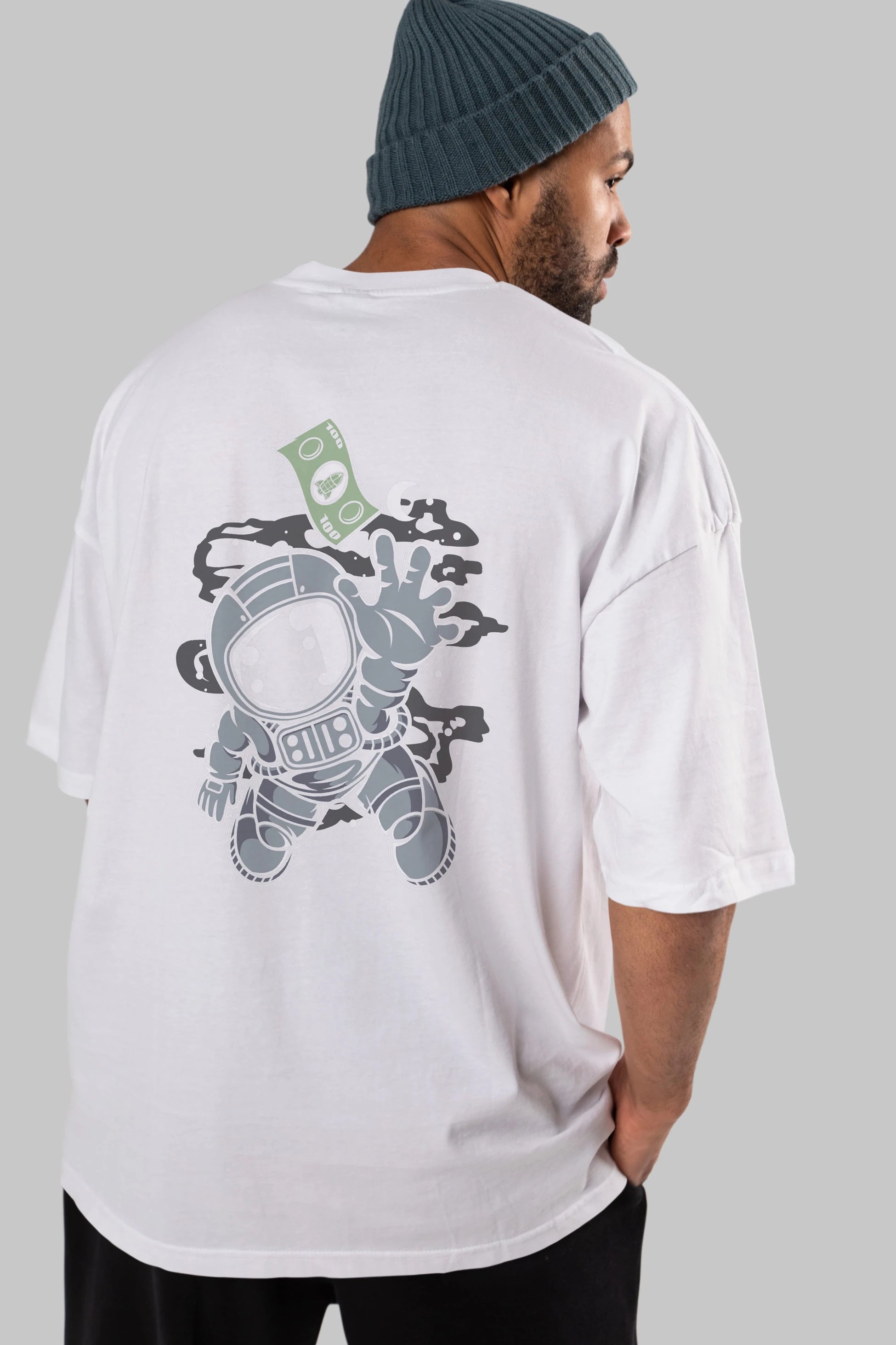 Astronaut Dollar Arka Baskılı Oversize t-shirt Erkek Kadın Unisex