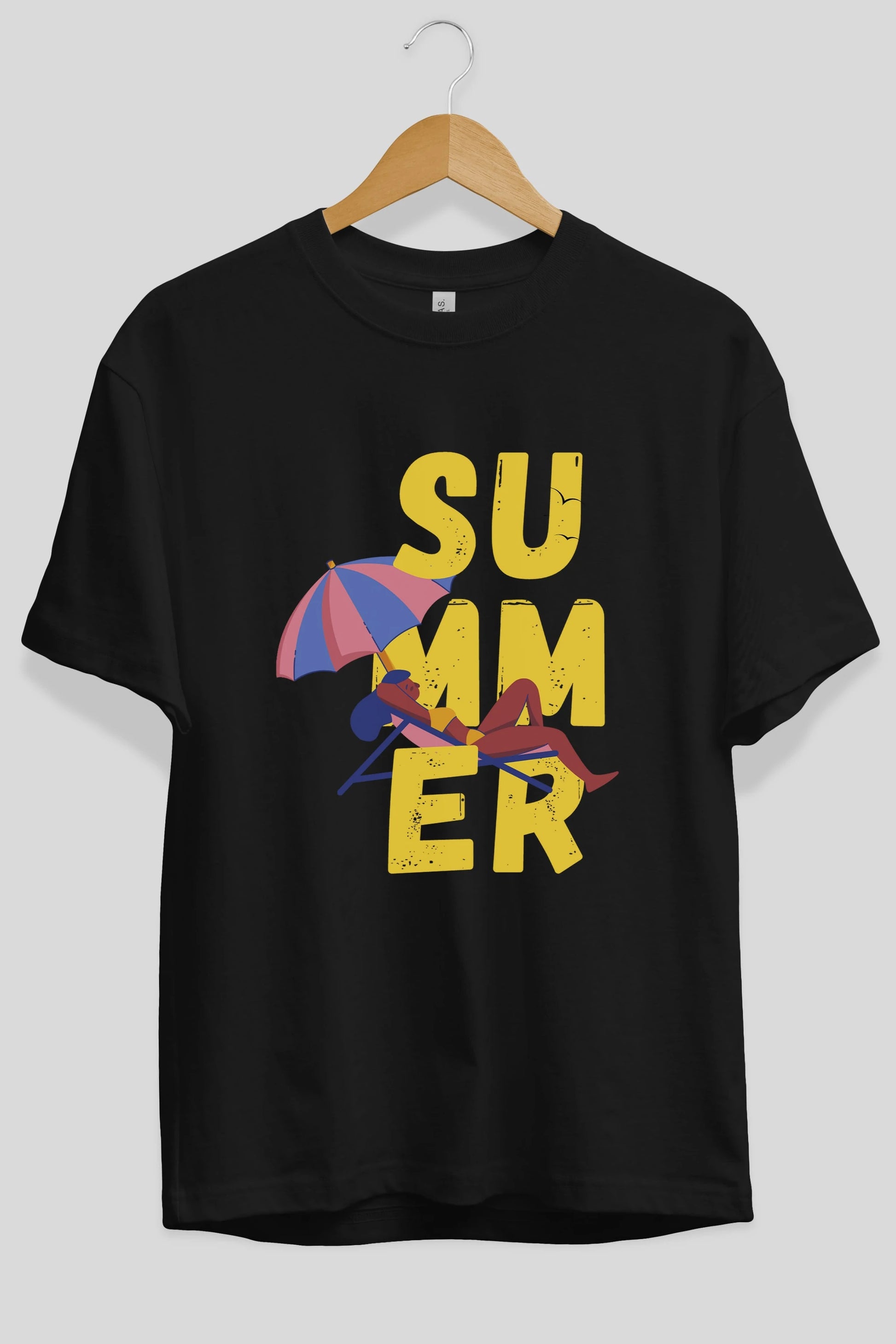 Summer Yazılı Ön Baskılı Oversize t-shirt Erkek Kadın Unisex