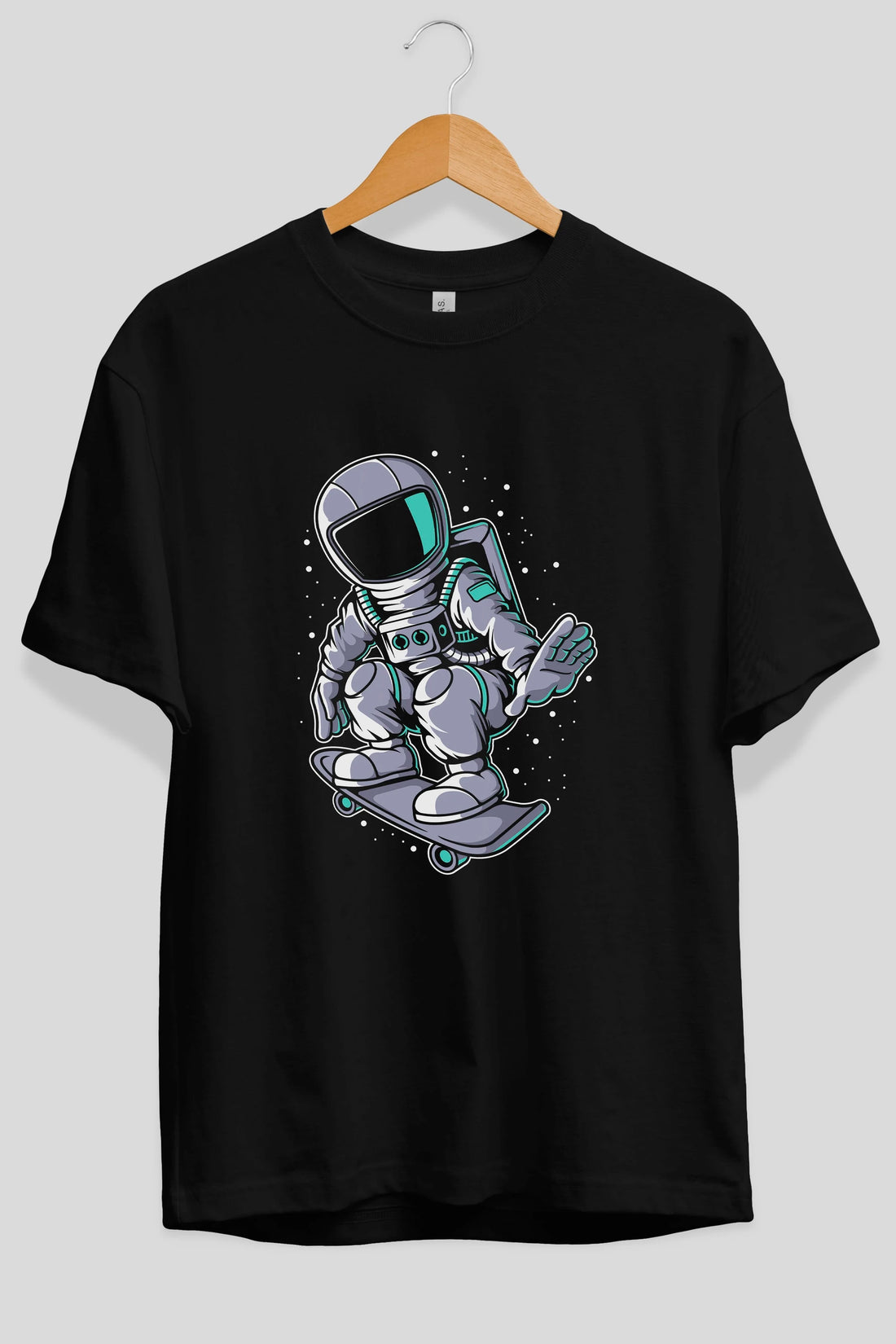 Astronaut Skater Ön Baskılı Oversize t-shirt Erkek Kadın Unisex
