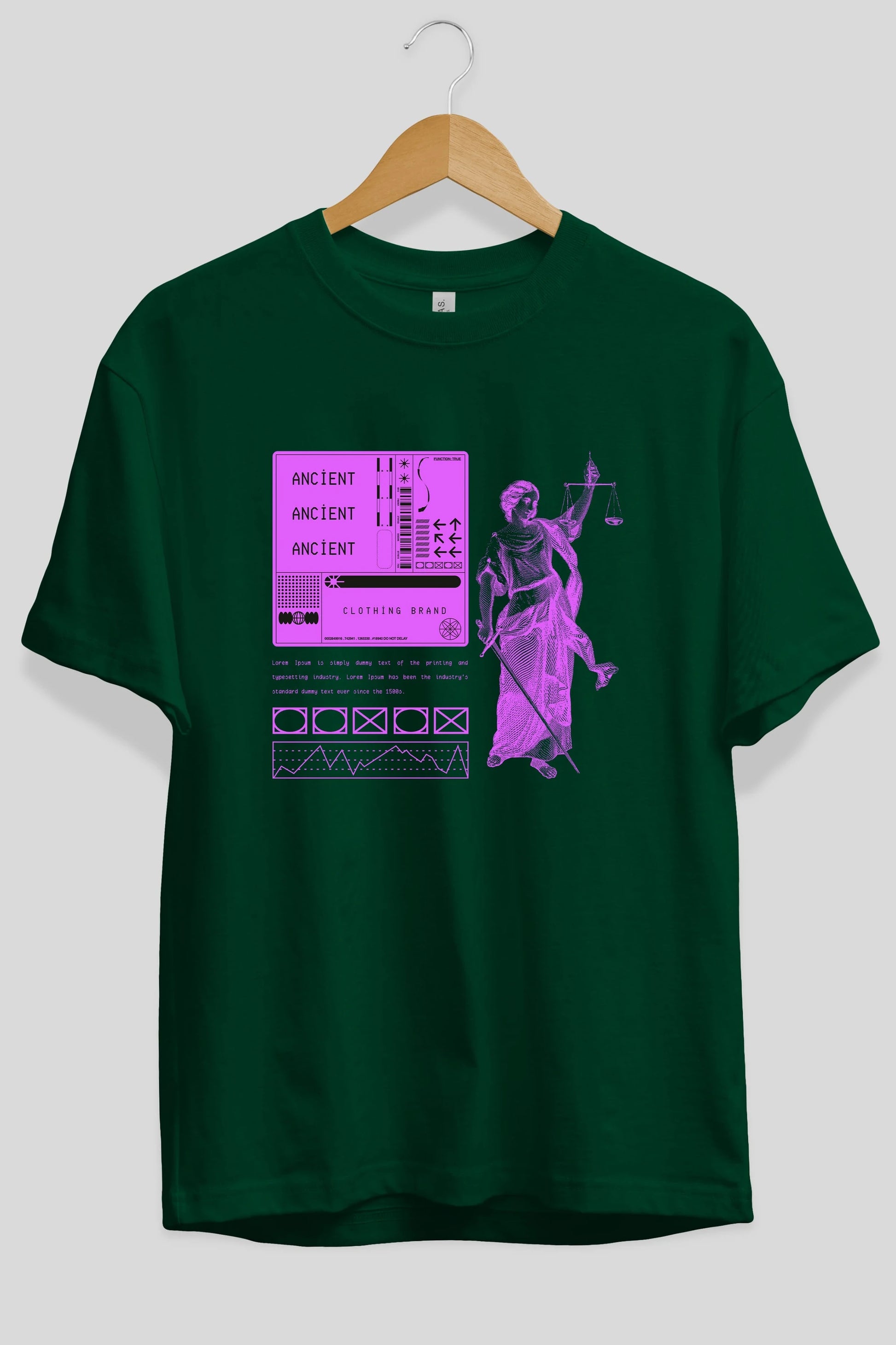 Ancient Streetwear Ön Baskılı Oversize t-shirt Erkek Kadın Unisex