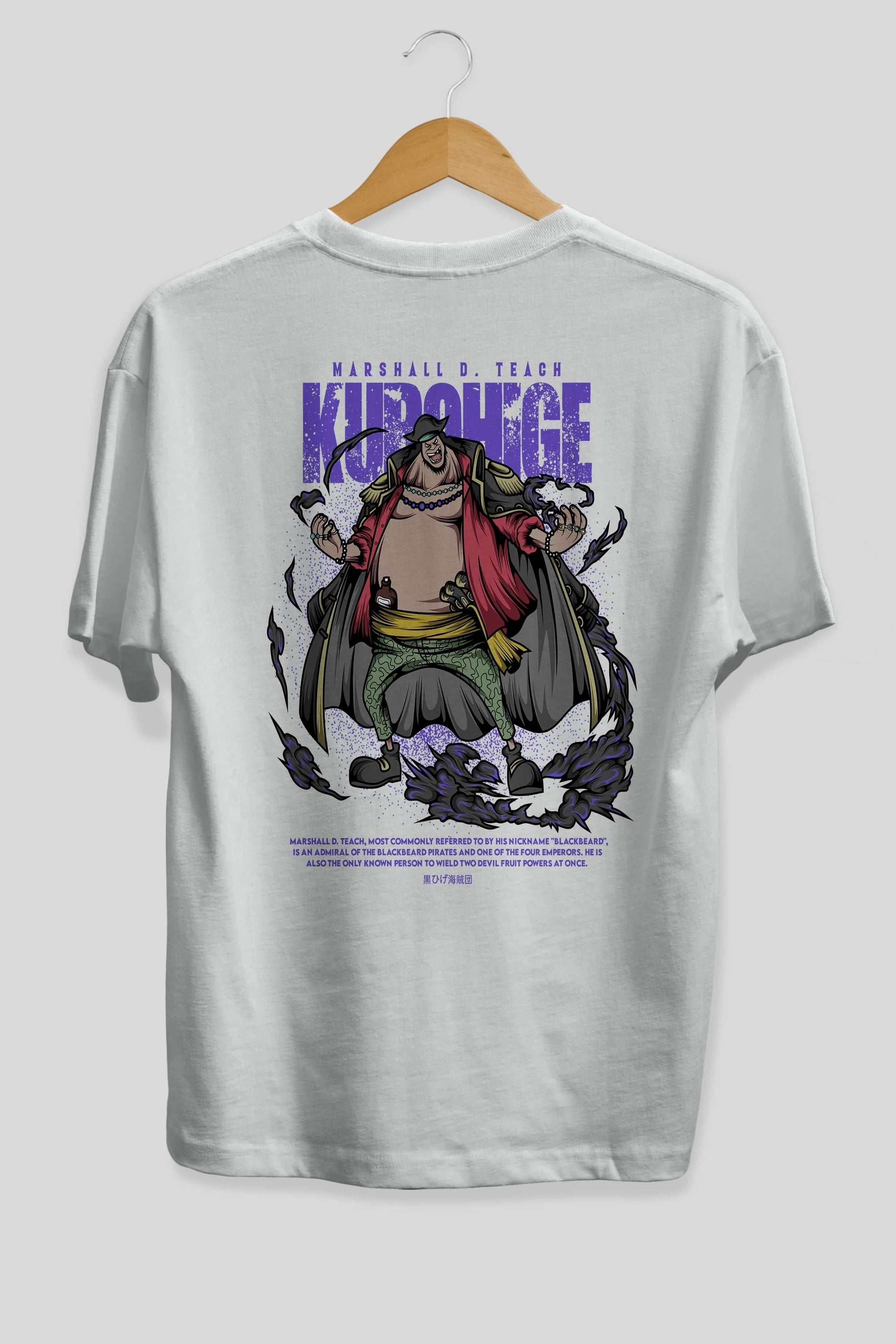 Marshall D. Teach Anime Arka Baskılı Oversize t-shirt Erkek Kadın Unisex