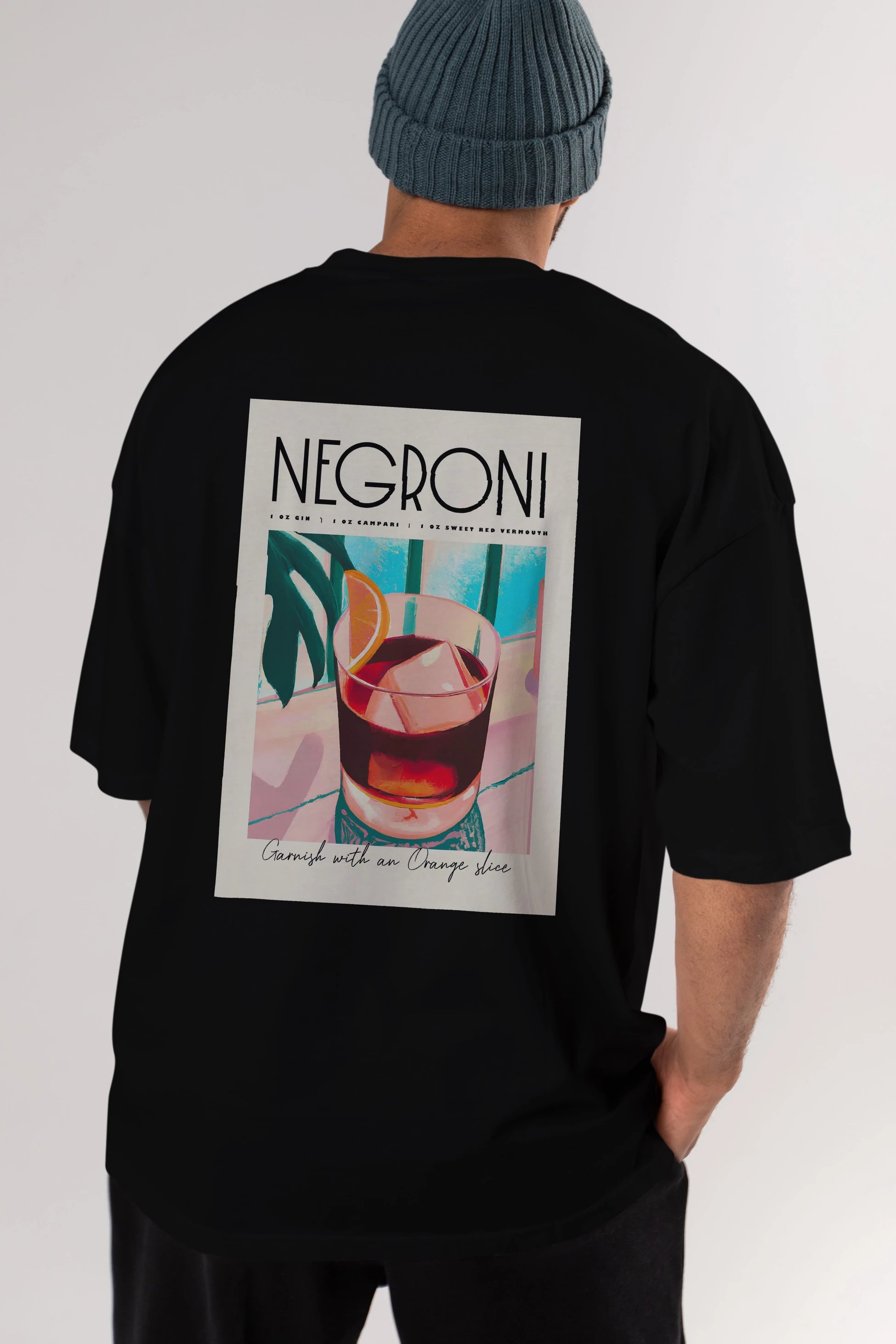 Negroni 4 Arka Baskılı Oversize t-shirt Erkek Kadın Unisex %100 Pamuk Bisiklet Yaka tişort