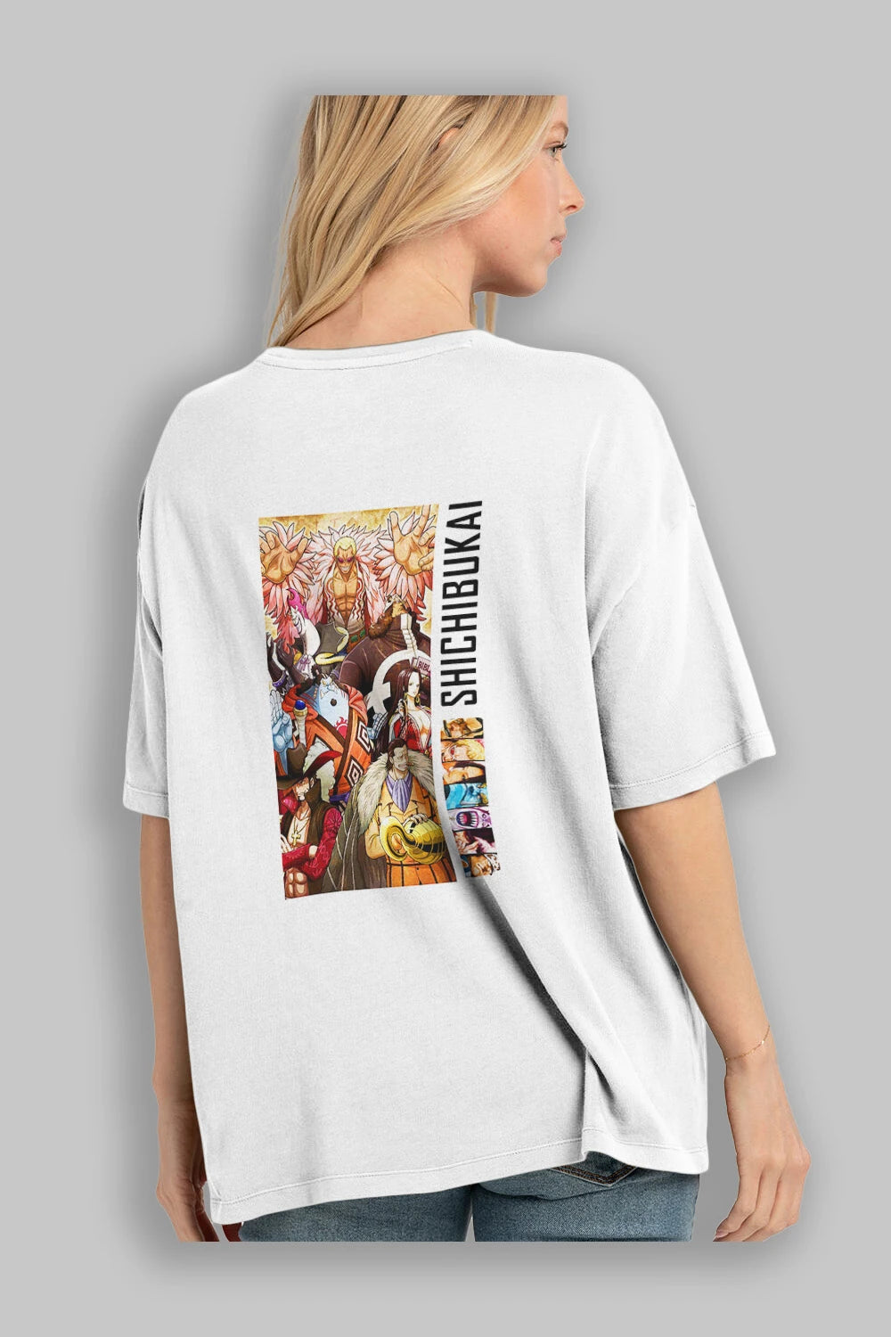 Shichibukai Anime Arka Baskılı Oversize t-shirt Erkek Kadın Unisex %100 pamuk tişort