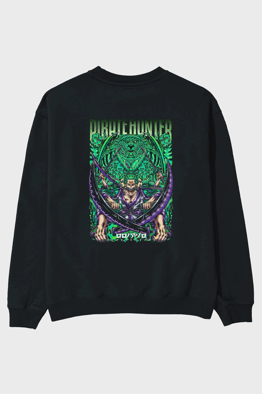 RORONOA ZORO 3 Anime Arka Baskılı Oversize Sweatshirt Erkek Kadın Unisex