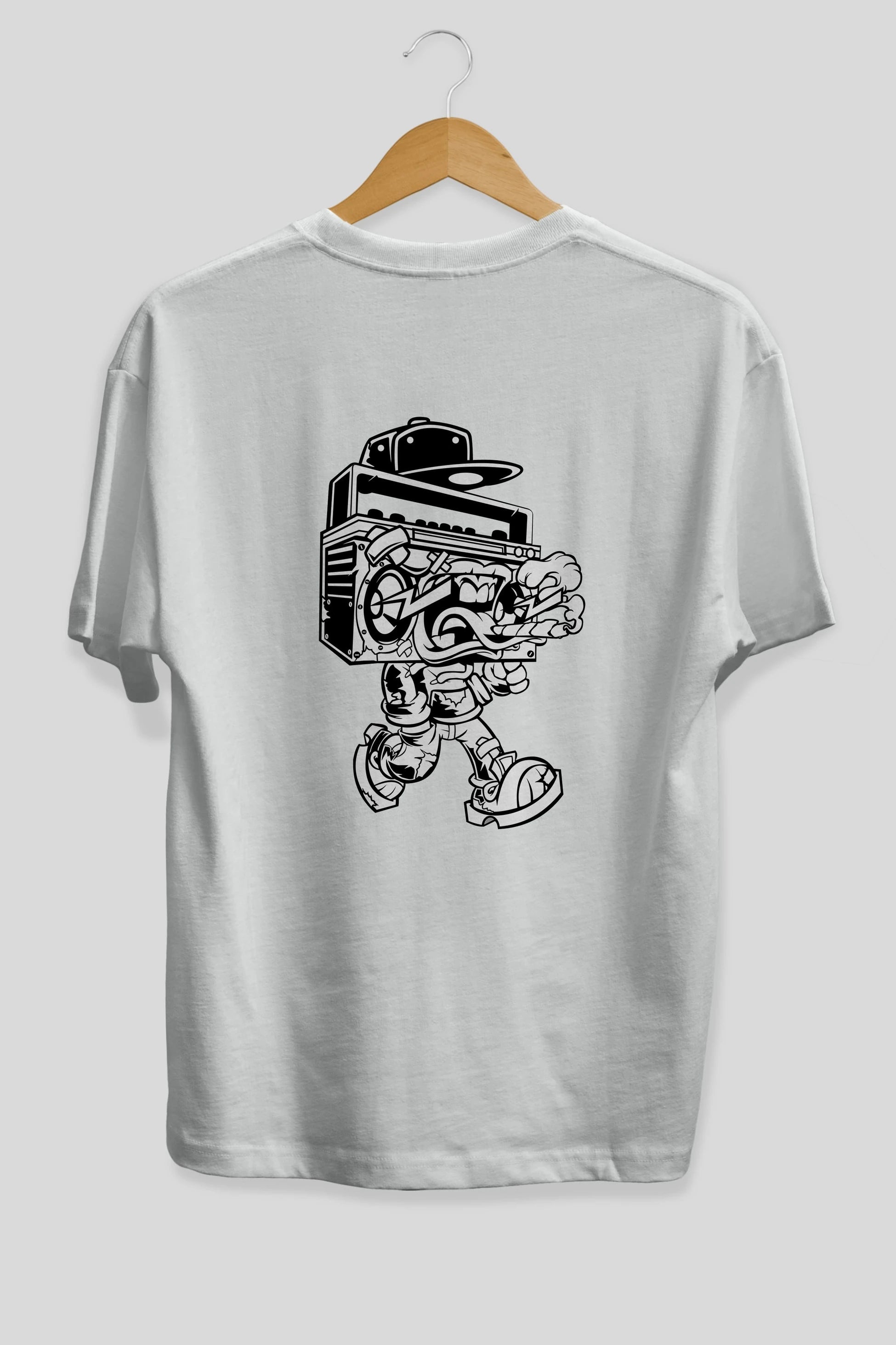 Boombox Arka Baskılı Oversize t-shirt Erkek Kadın Unisex %100 Pamuk tişort