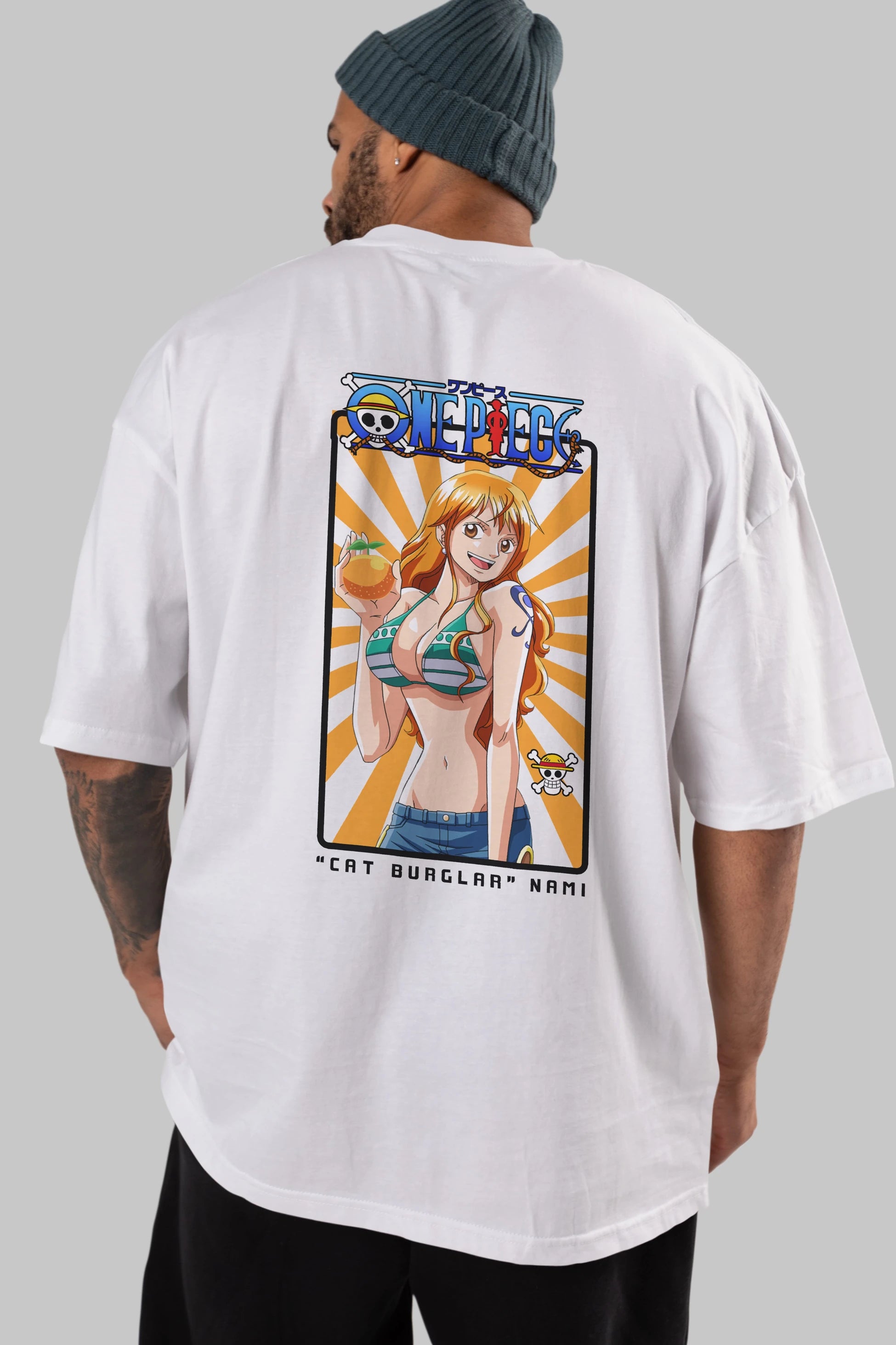 Nami Anime Arka Baskılı Oversize t-shirt Erkek Kadın Unisex %100 pamuk tişort