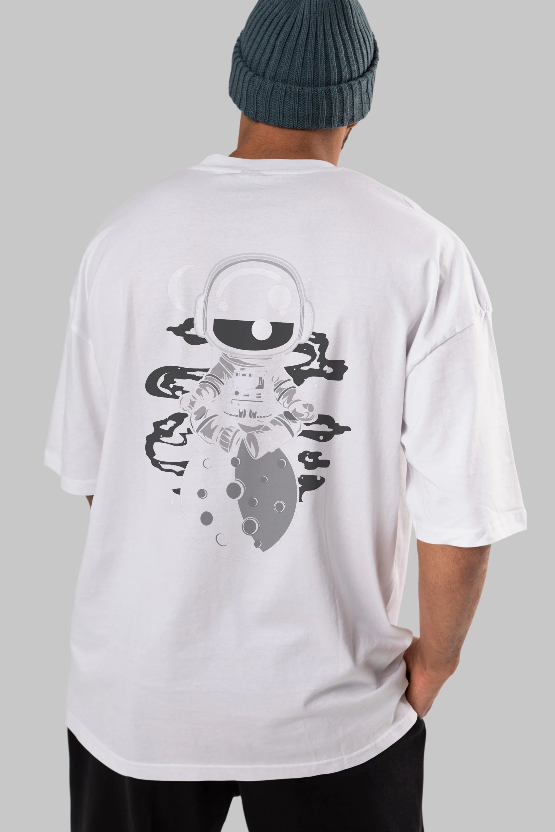 Astronaut Yoga Arka Baskılı Oversize t-shirt Erkek Kadın Unisex