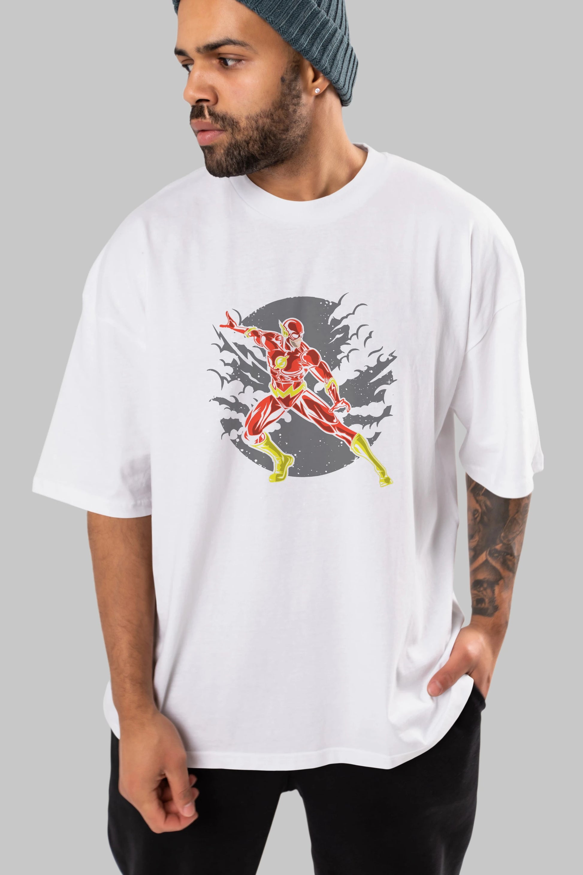 The Flash Ön Baskılı Oversize t-shirt Erkek Kadın Unisex %100 Pamuk tişort