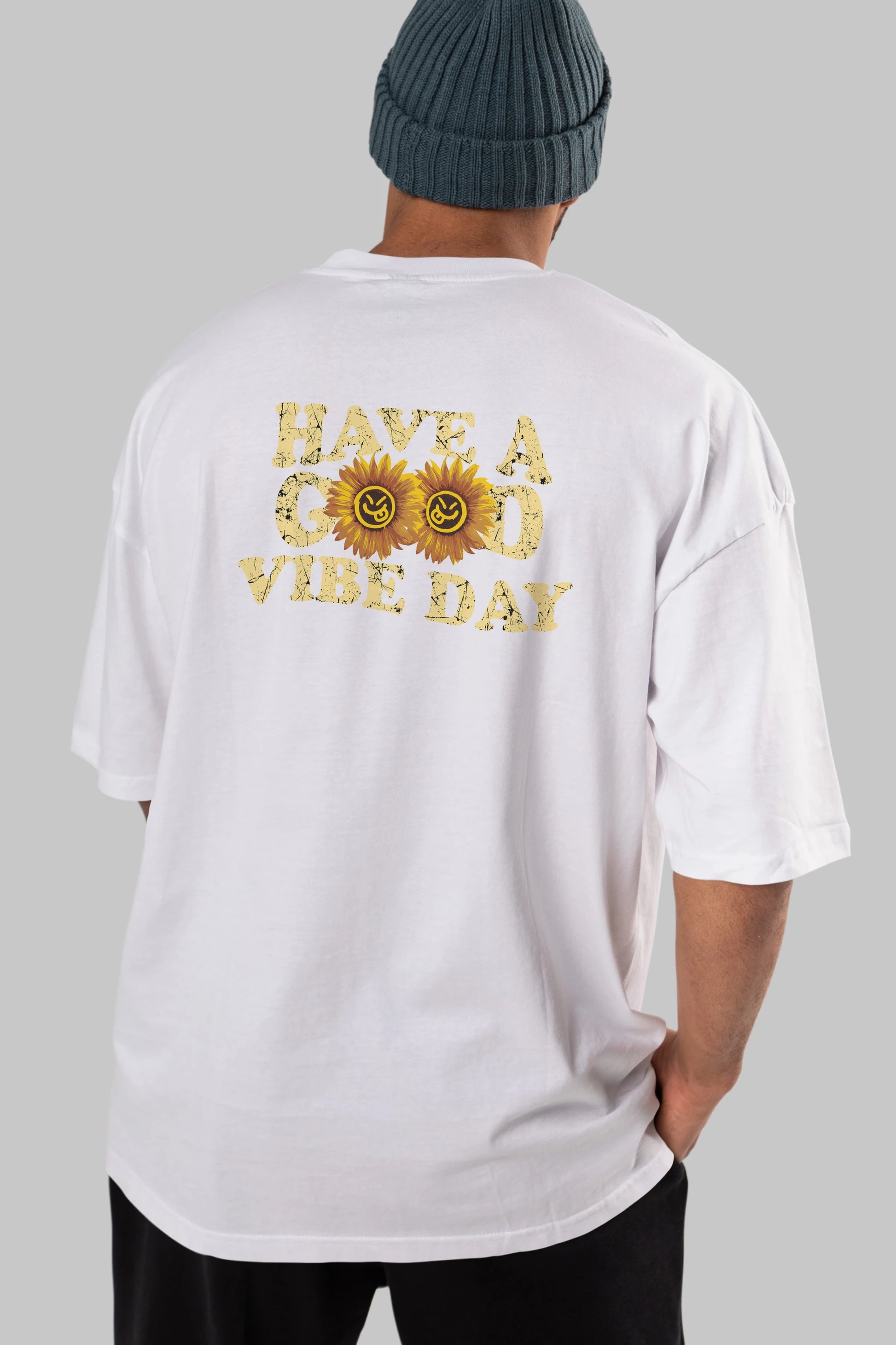 Have a Good Vibe Day Arka Baskılı Oversize t-shirt Erkek Kadın Unisex
