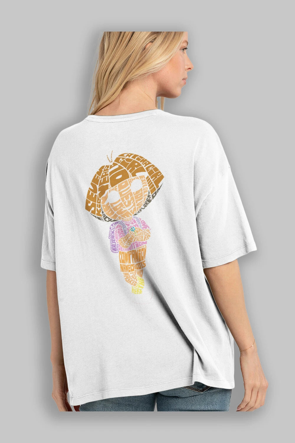 Dora Arka Baskılı Oversize t-shirt %100 pamuk Erkek Kadın Unisex