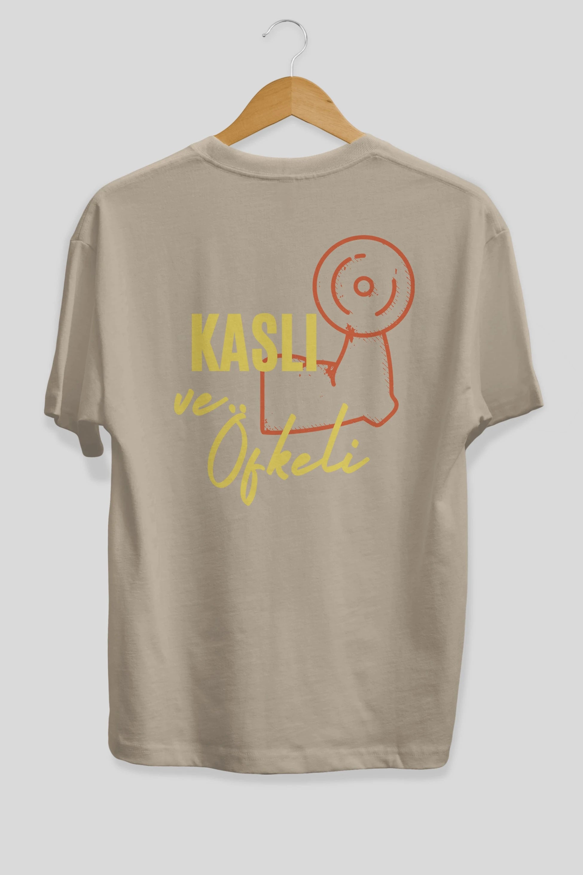 Kaslı ve Öfkeli Yazılı Arka Baskılı Oversize t-shirt Erkek Kadın Unisex