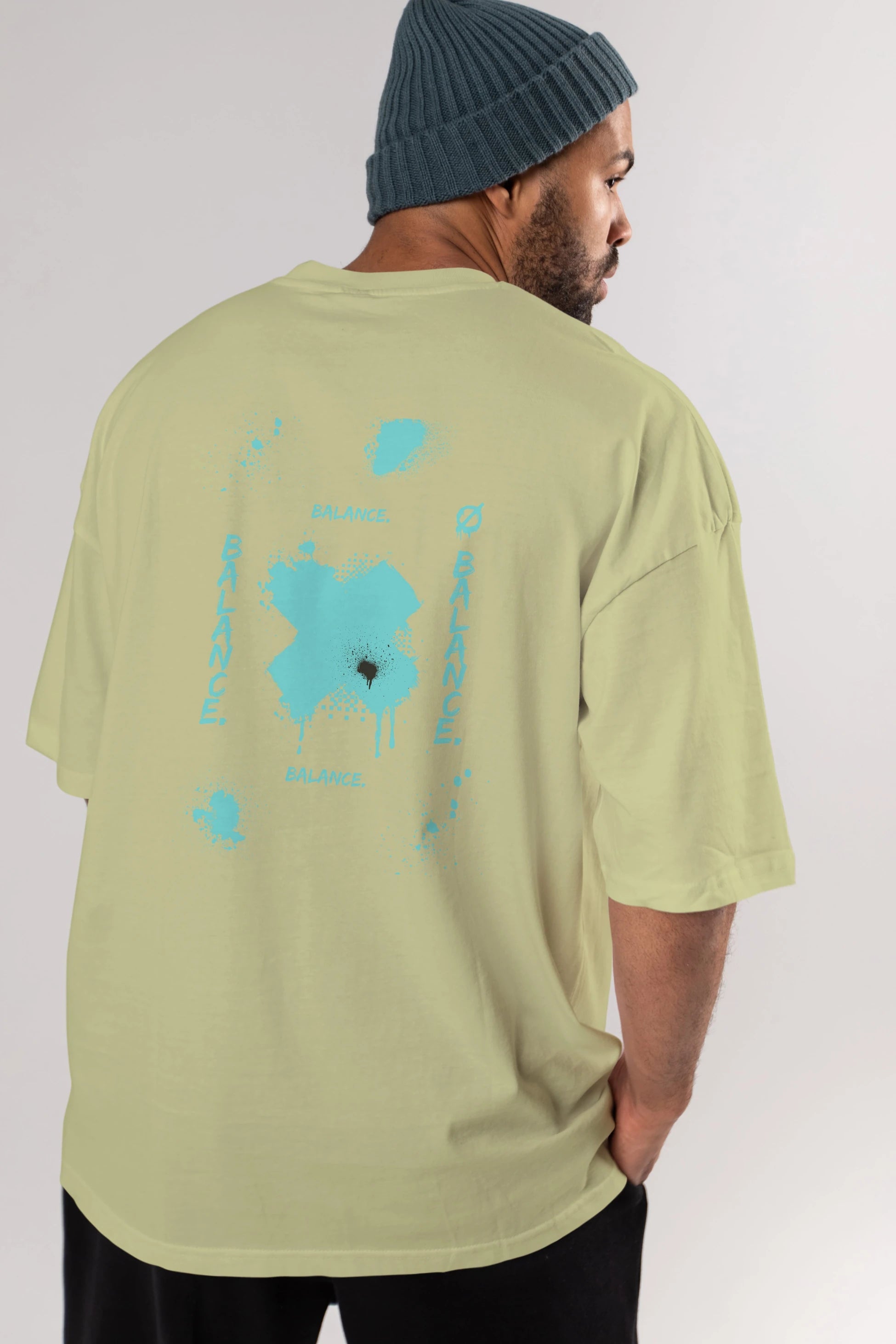 Balance Balance Yazılı Arka Baskılı Oversize t-shirt Erkek Kadın Unisex