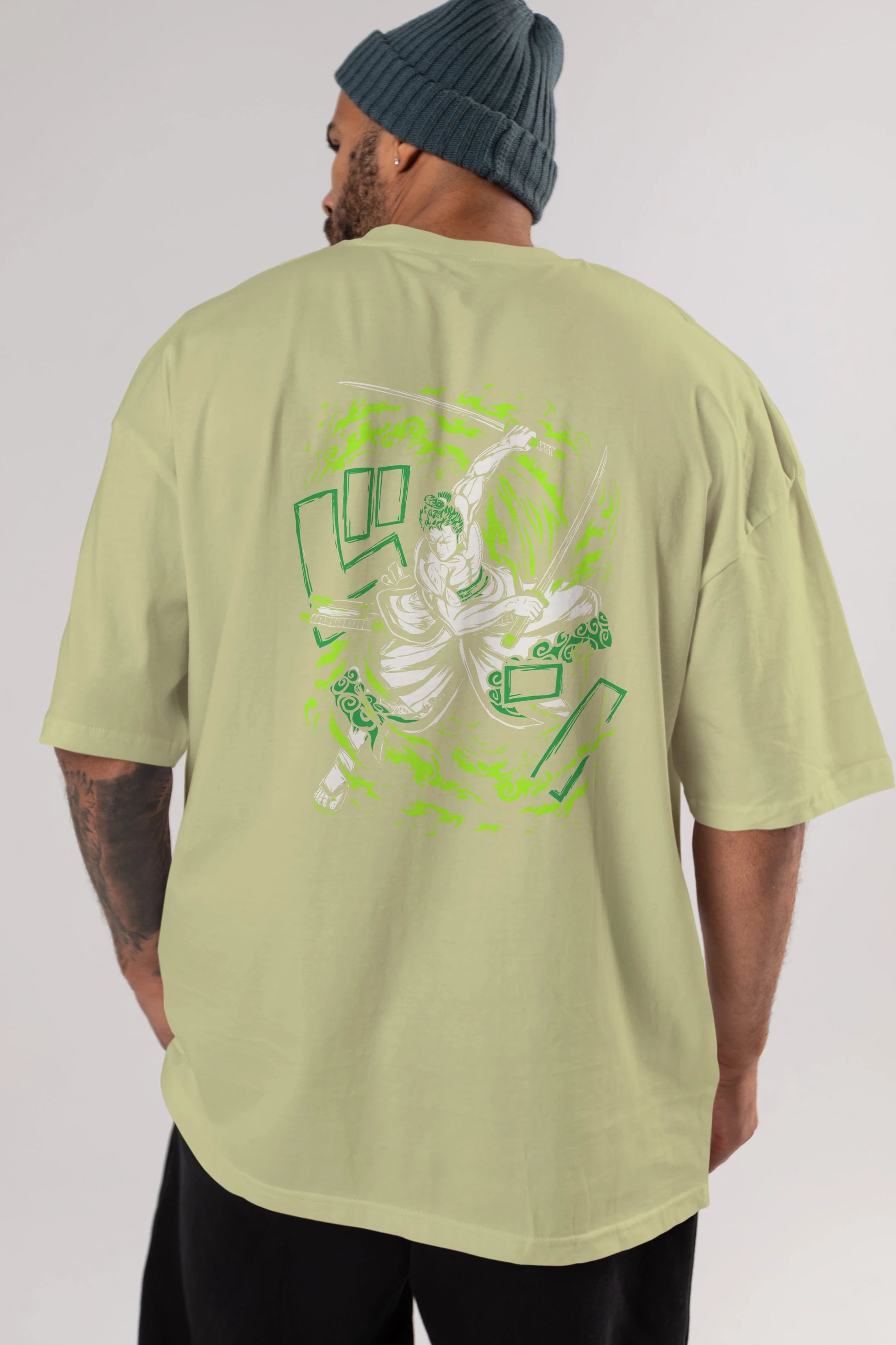 ZORO-ONE PIECE (2) Anime Arka Baskılı Oversize t-shirt Erkek Kadın Unisex
