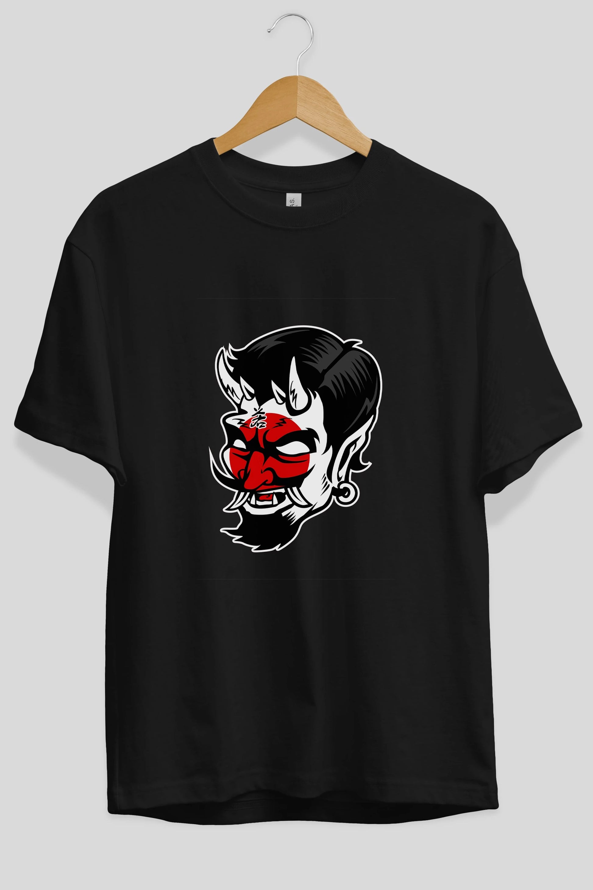 Japanese Devil Ön Baskılı Oversize t-shirt Erkek Kadın Unisex %100 Pamuk tişort