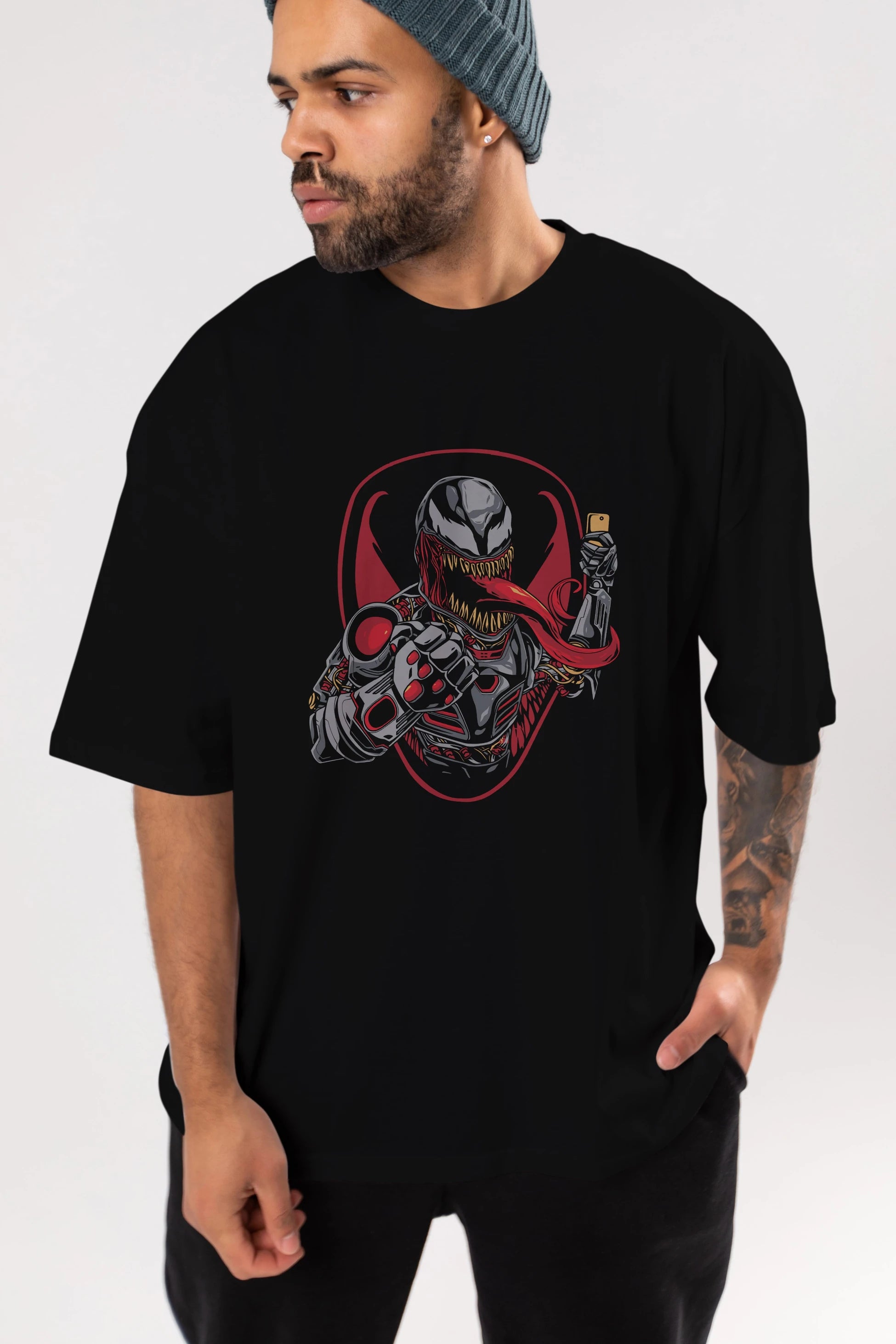 Venom (17) Ön Baskılı Oversize t-shirt Erkek Kadın Unisex %100 Pamuk Bisiklet Yaka tişort