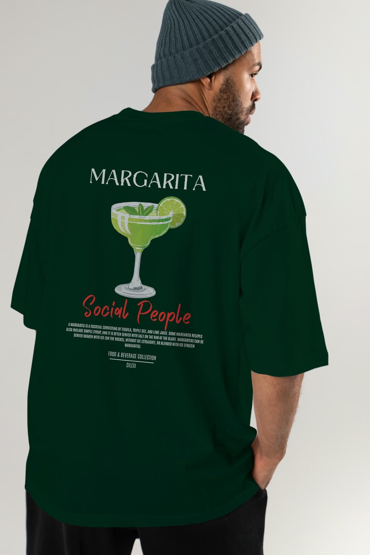 Margarita Kokteyl Serisi Baskılı Oversize t-shirt Erkek Kadın Unisex %100 Pamuk Bisiklet Yaka tişort