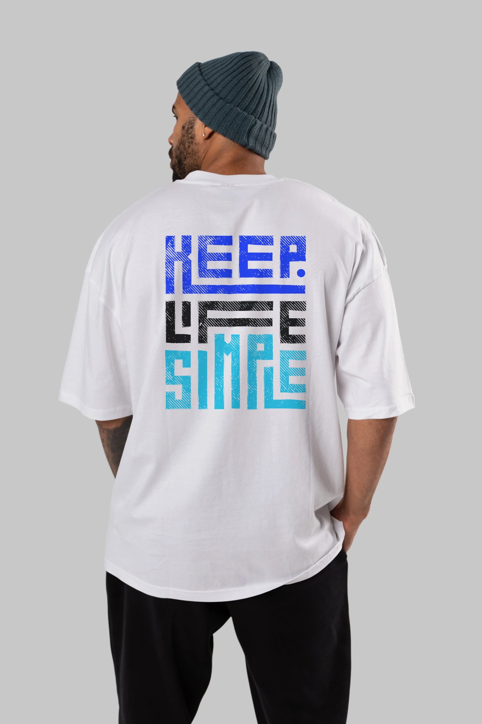 Keep Life Simple Yazılı Arka Baskılı Oversize t-shirt Erkek Kadın Unisex