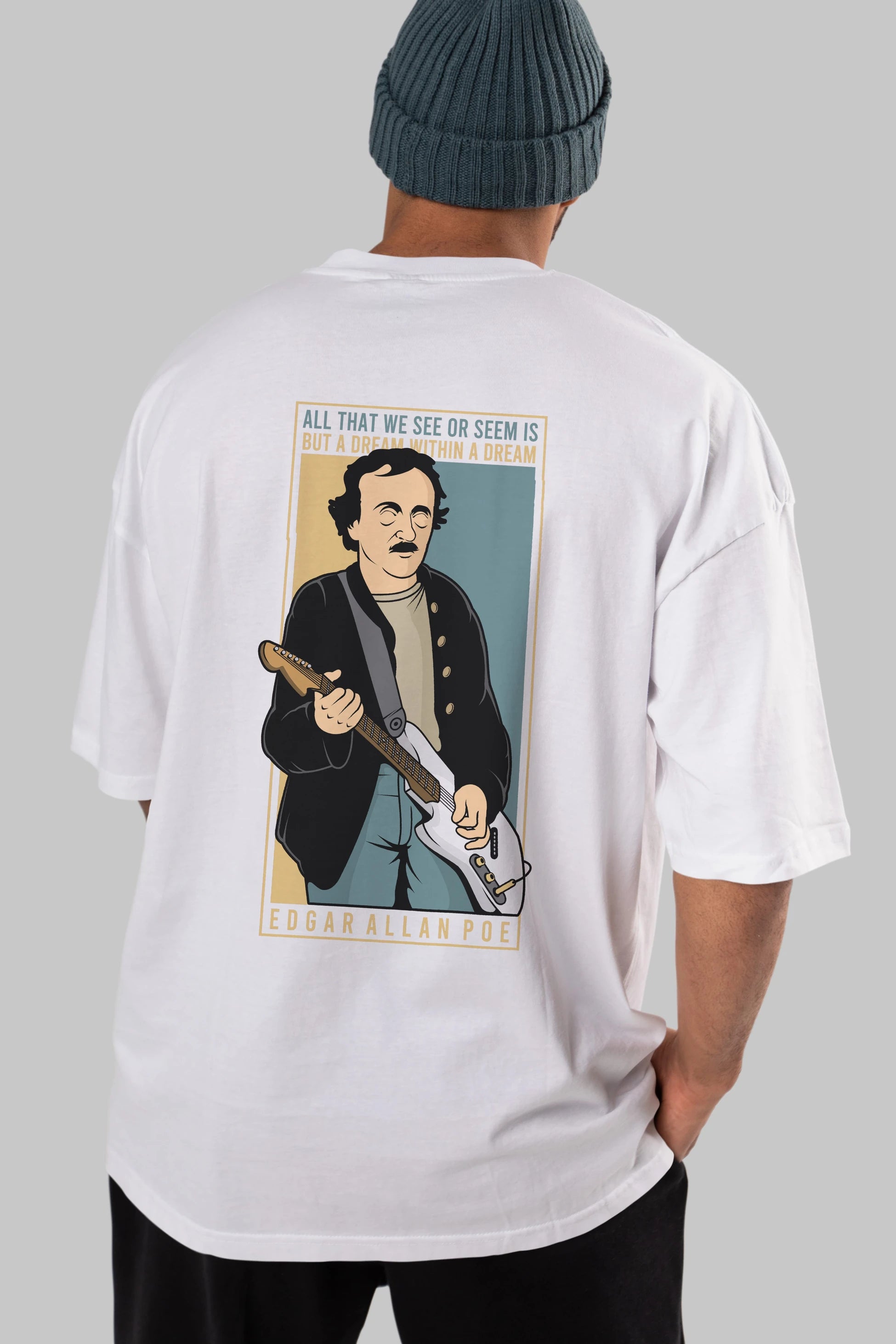 Edgar Alan Cobain Arka Baskılı Oversize t-shirt Erkek Kadın Unisex %100 Pamuk tişort