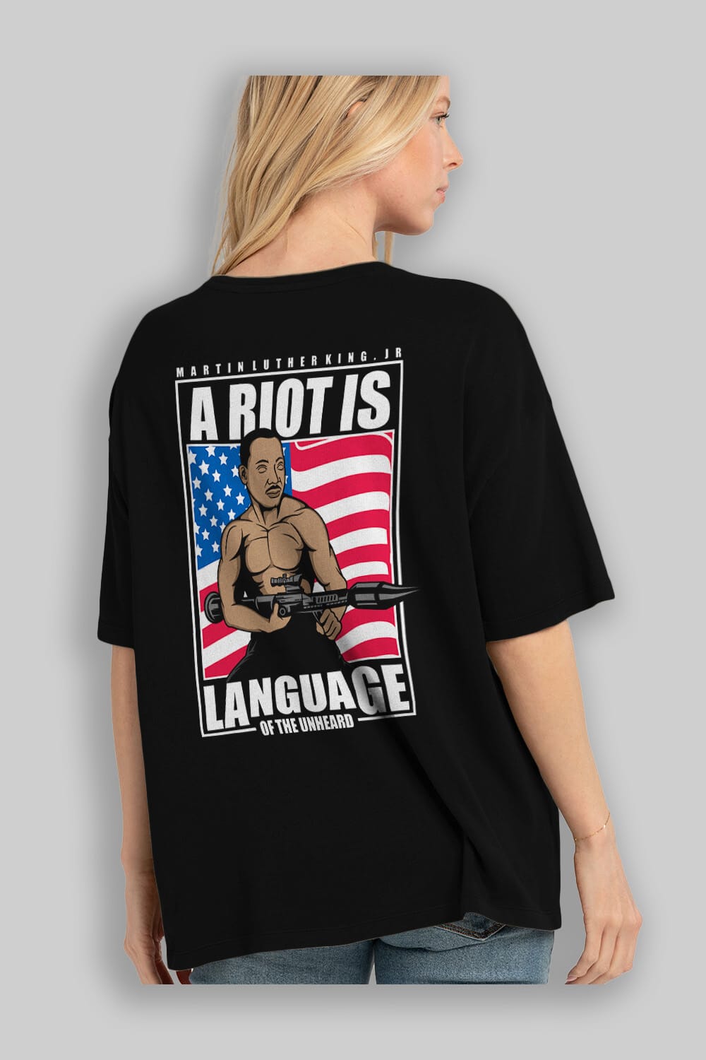 Luther King Jr Rambo Arka Baskılı Oversize t-shirt Erkek Kadın Unisex %100 Pamuk tişort