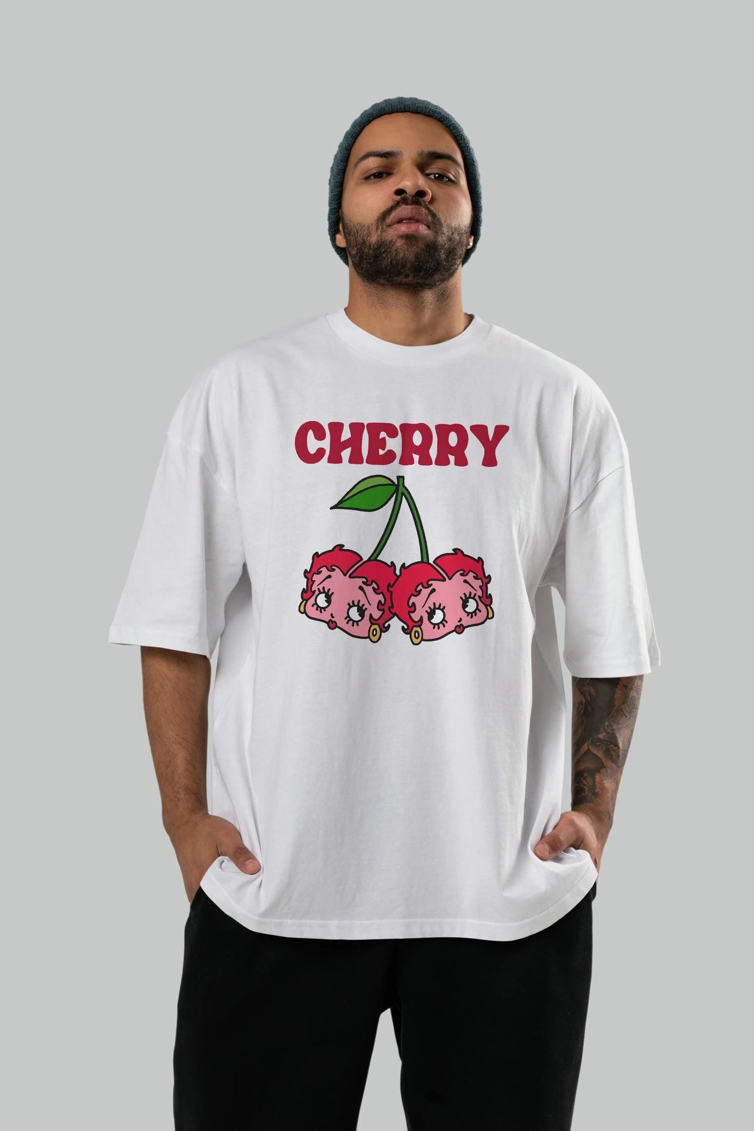 Cherry Cherries 10 Ön Baskılı Oversize t-shirt Erkek Kadın Pamuk Bisiklet Yaka tişort