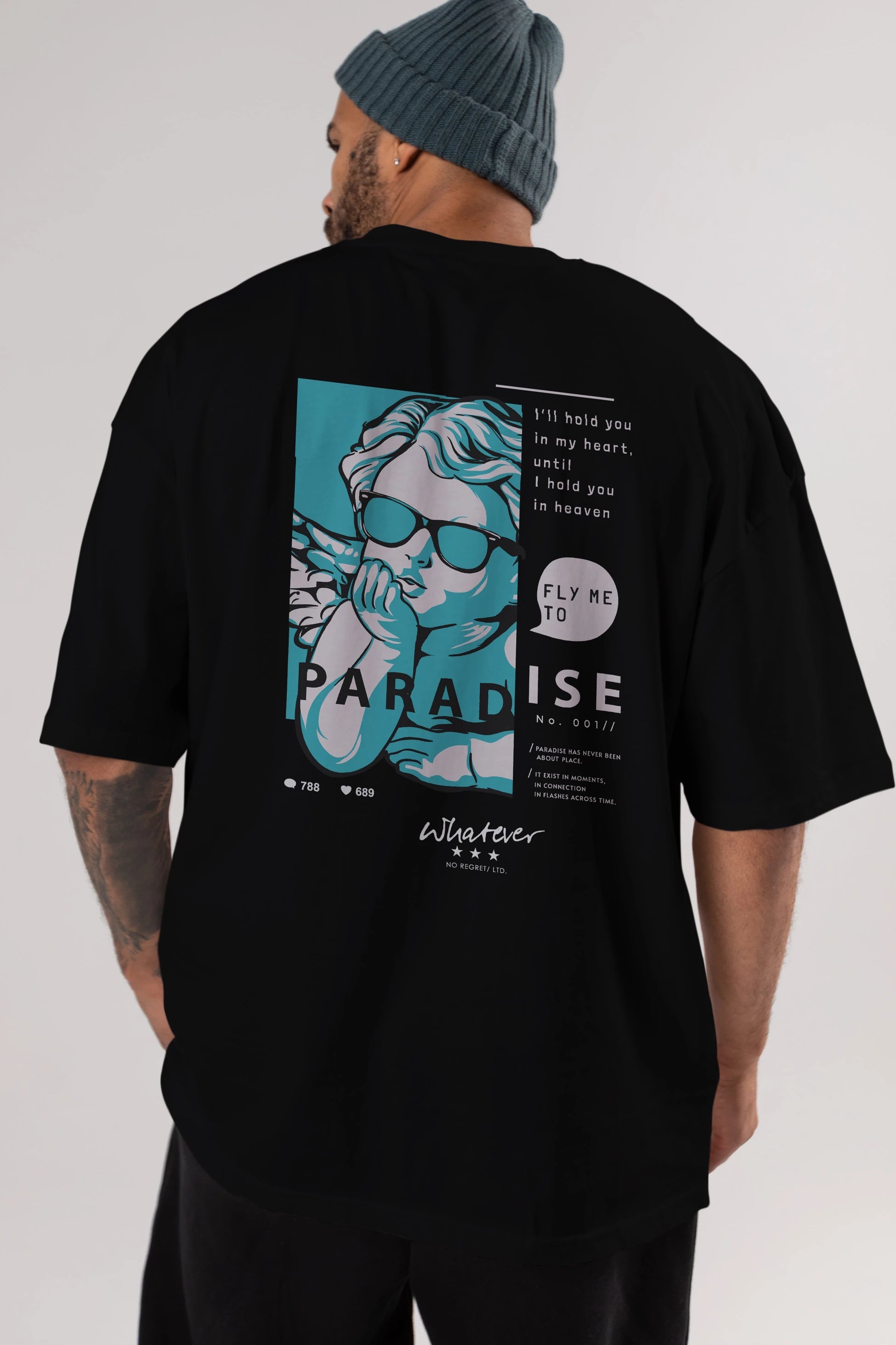 Paradise Fly to Me Arka Baskılı Oversize t-shirt Erkek Kadın Unisex
