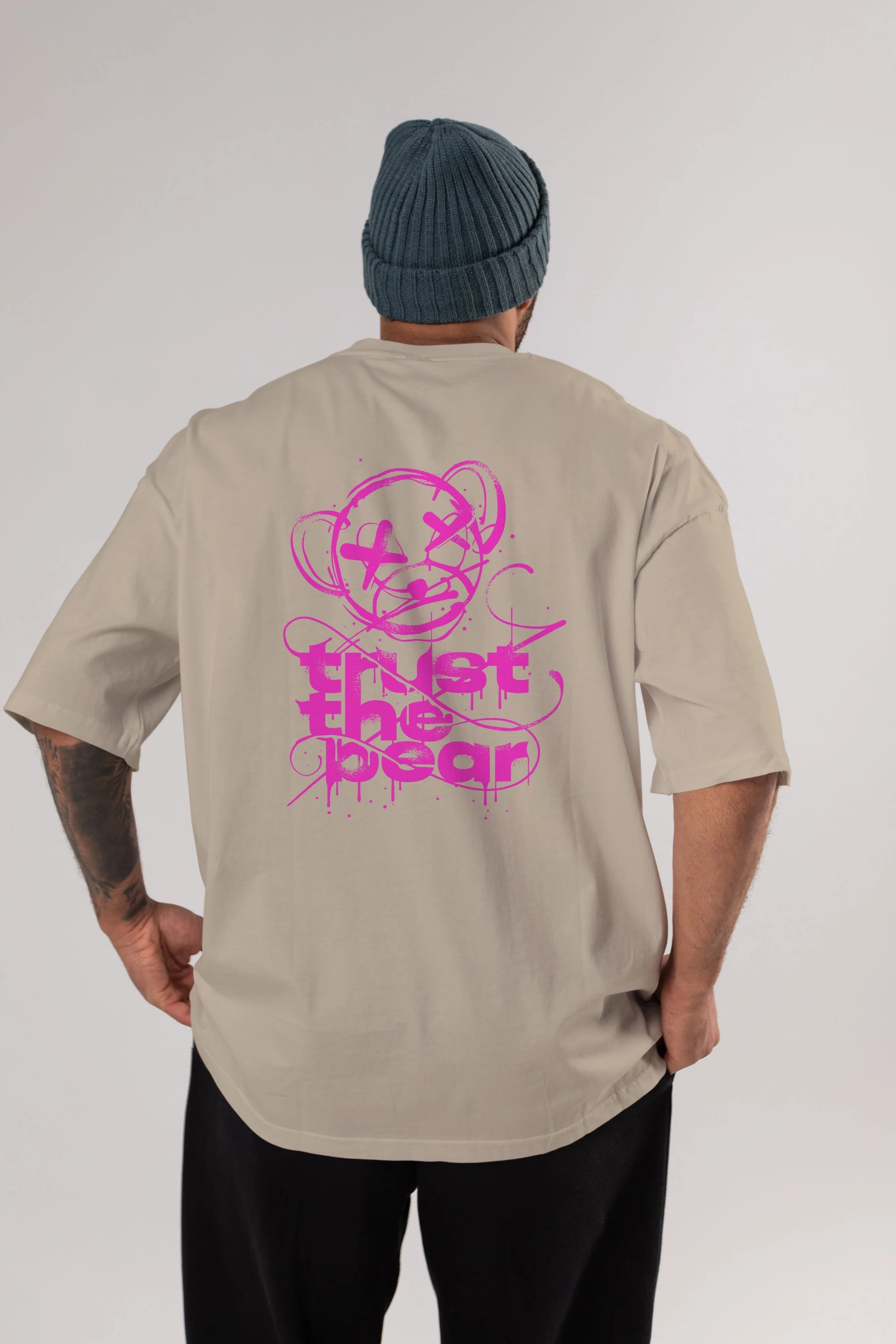Trust The Bear 2 Arka Baskılı Oversize t-shirt Erkek Kadın Unisex