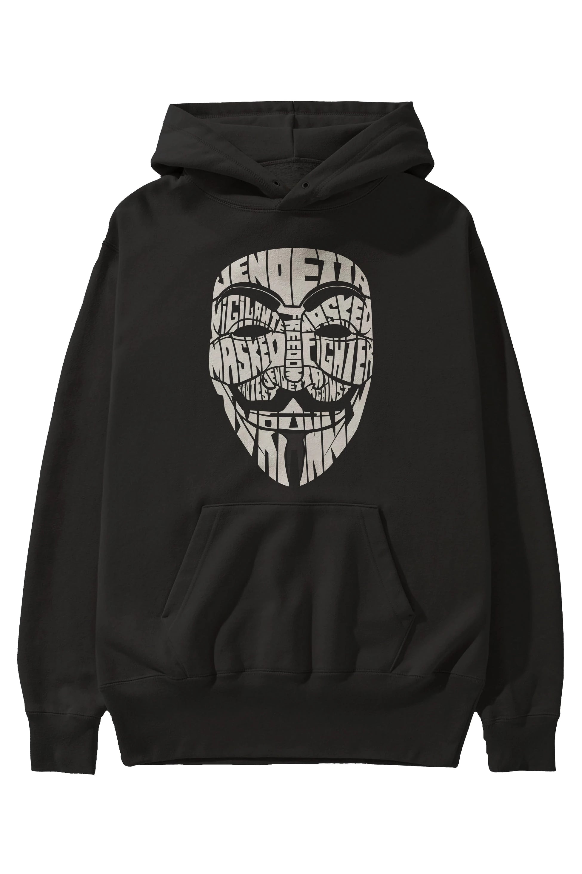 Vendetta Ön Baskılı Hoodie Oversize Kapüşonlu Sweatshirt Erkek Kadın Unisex