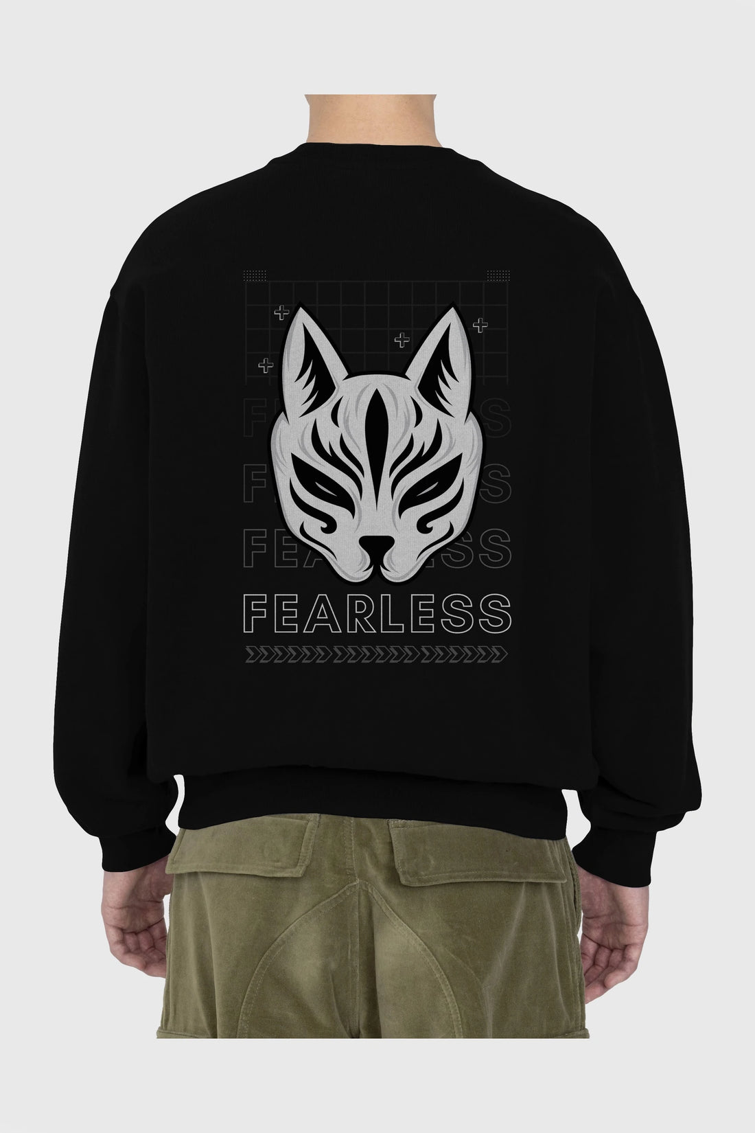 Fearless Yazılı Arka Baskılı Oversize Sweatshirt Erkek Kadın Unisex