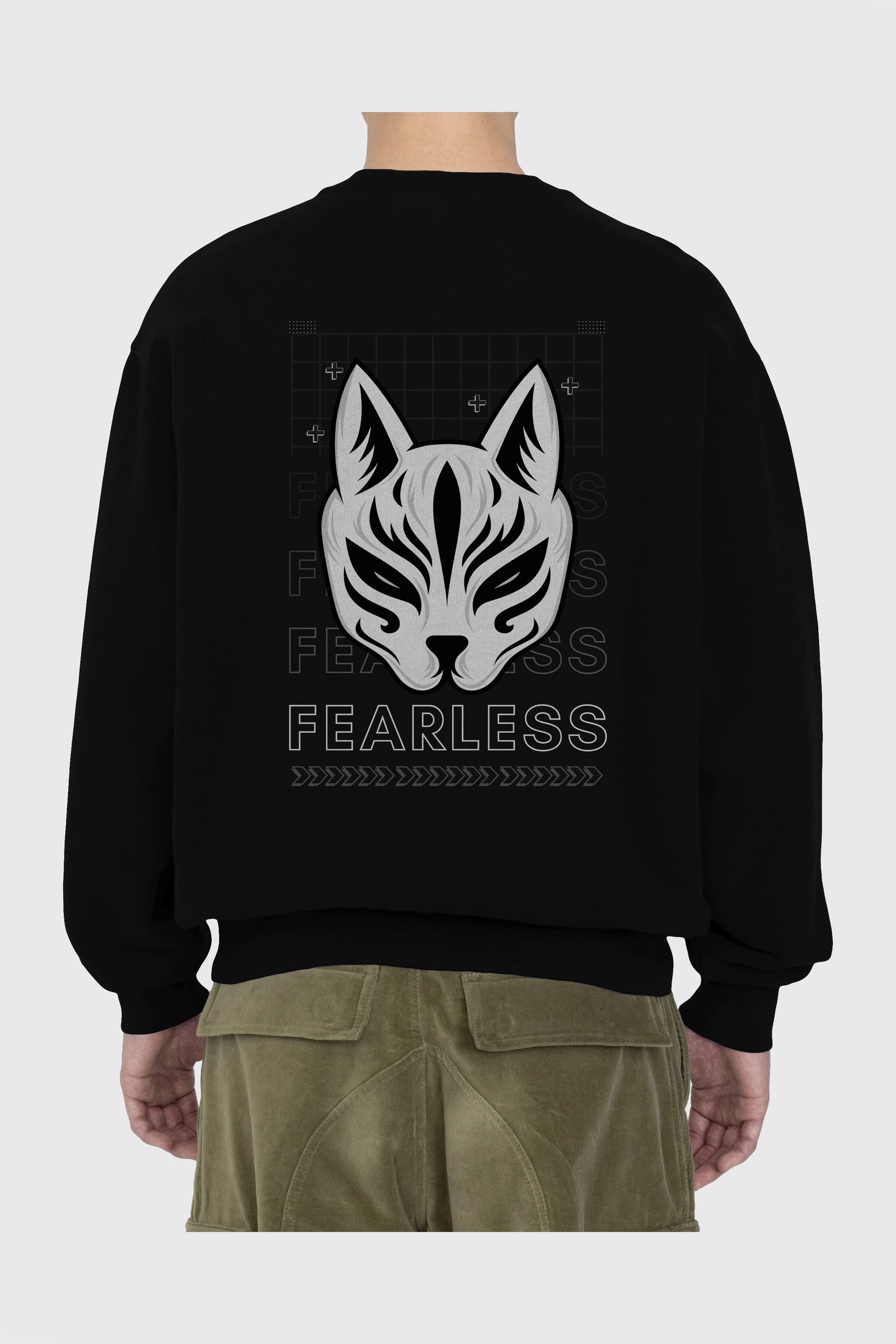 Fearless Yazılı Arka Baskılı Oversize Sweatshirt Erkek Kadın Unisex