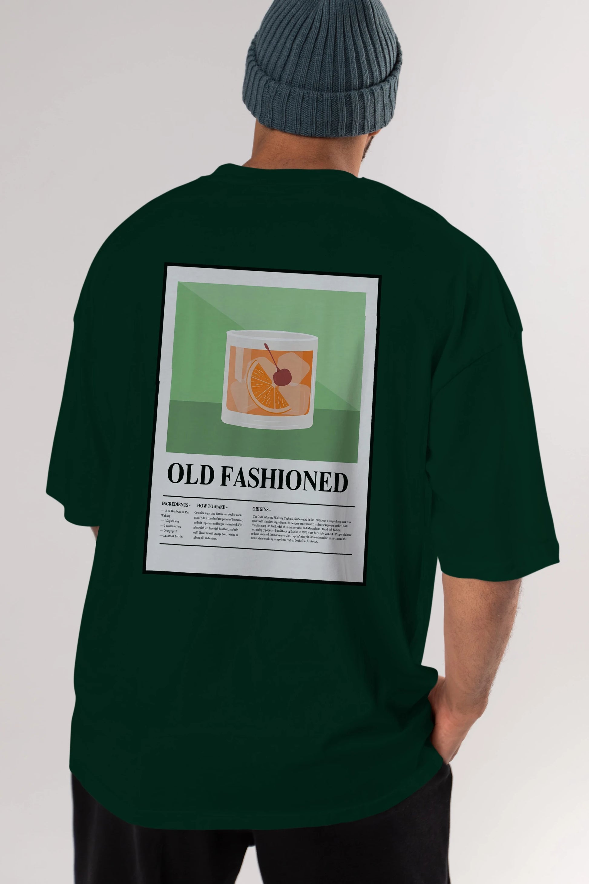 Old Fashioned Arka Baskılı Oversize t-shirt Erkek Kadın Unisex %100 Pamuk Bisiklet Yaka tişort