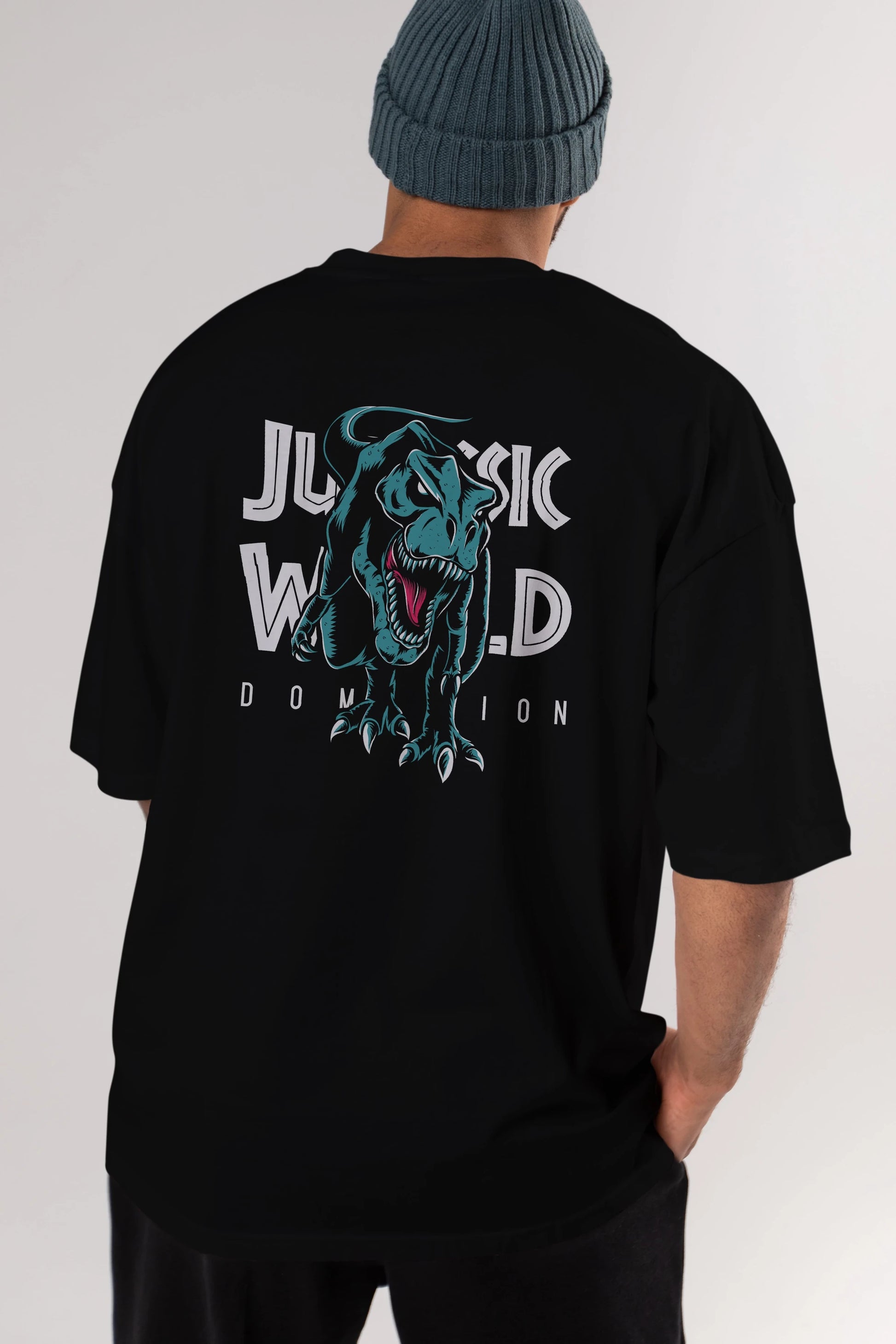 Jurassic Park (1) Arka Baskılı Oversize t-shirt Erkek Kadın Unisex %100 Pamuk Bisiklet Yaka tişort