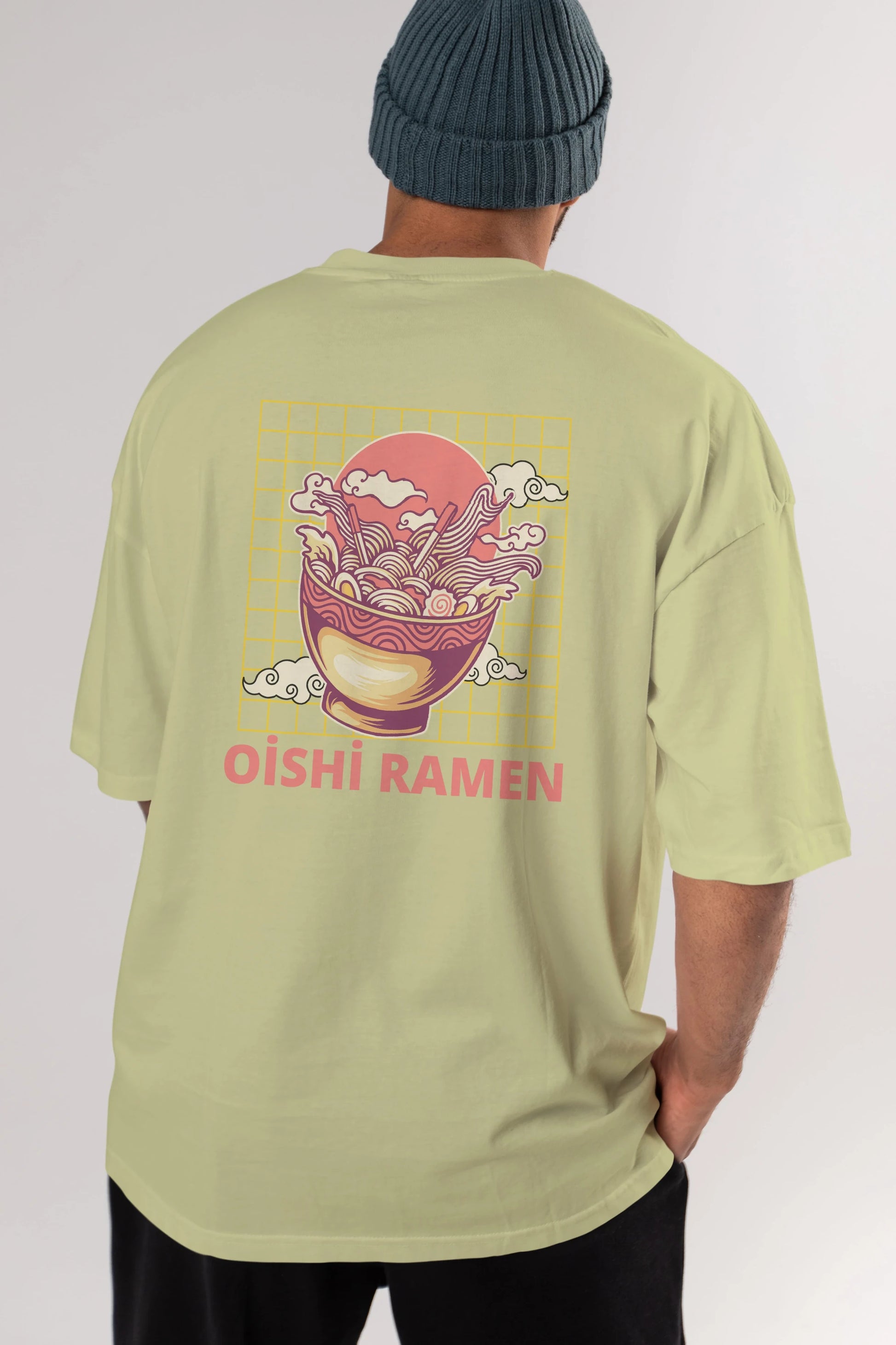 Oishi Ramen Yazılı Arka Baskılı Oversize t-shirt Erkek Kadın Unisex