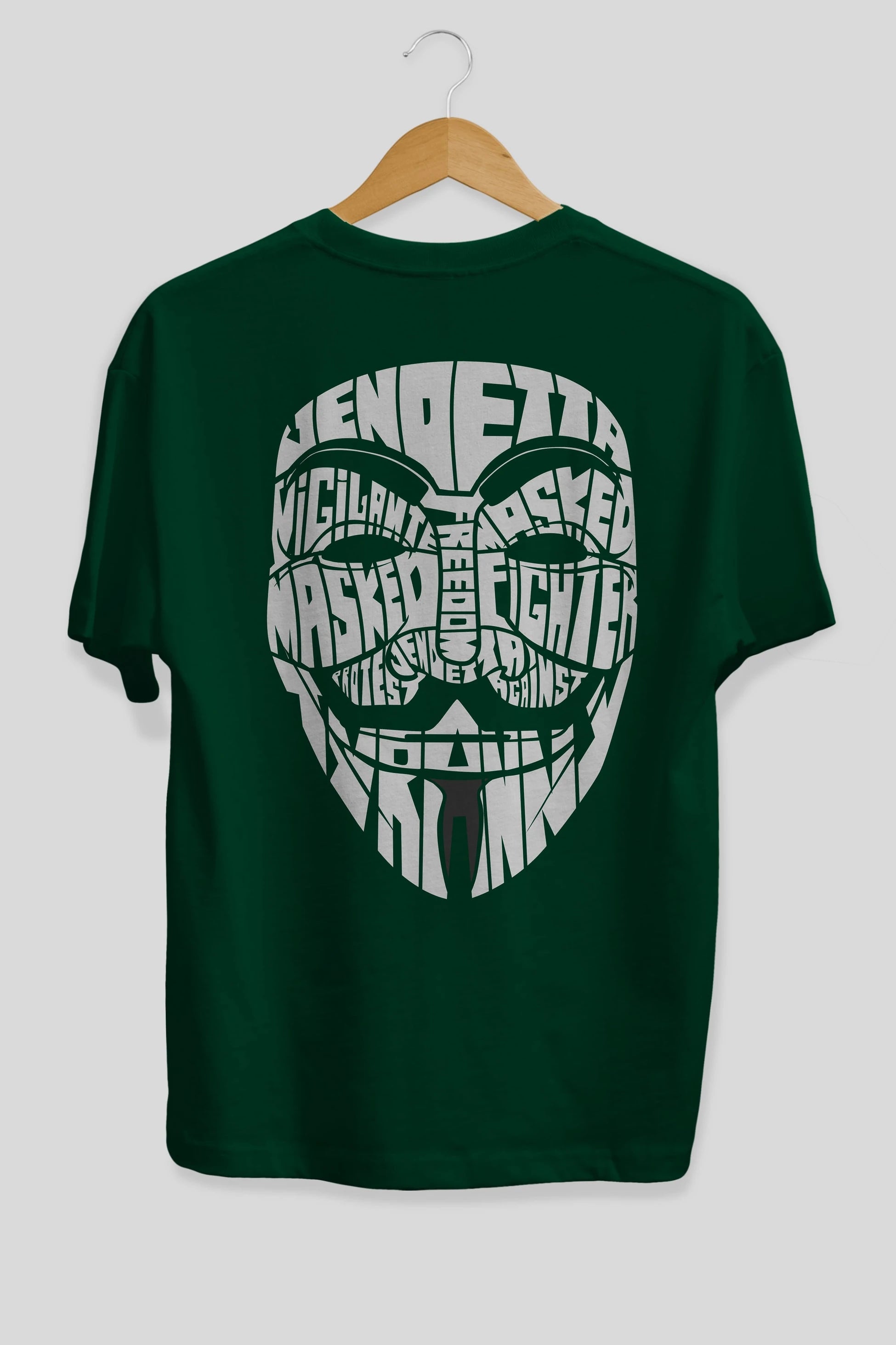 Vendetta Arka Baskılı Oversize t-shirt %100 pamuk Erkek Kadın Unisex