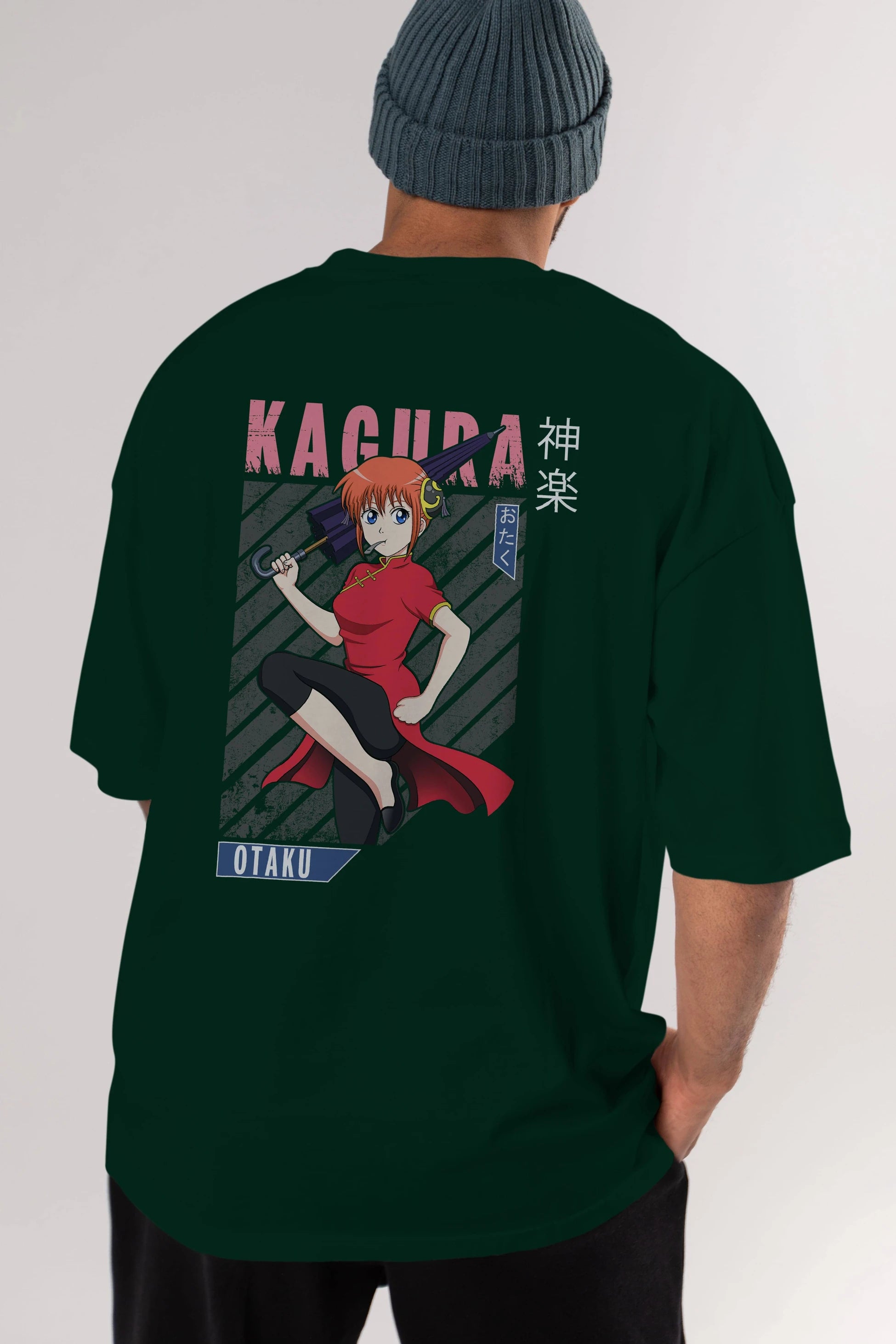 Kagura GINTAMA 1 Anime Arka Baskılı Oversize t-shirt Erkek Kadın Unisex