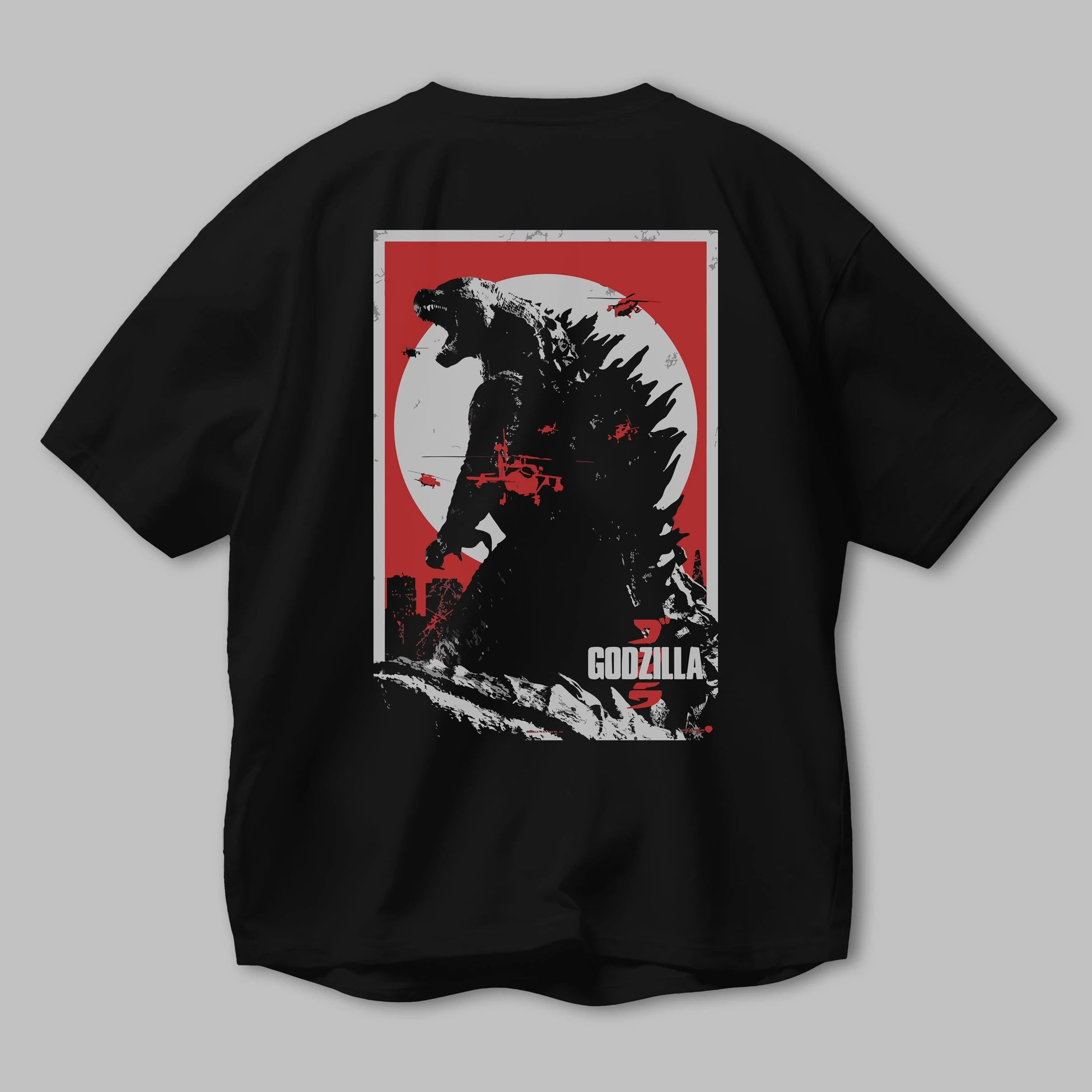 Godzilla (2) Arka Baskılı Oversize t-shirt Erkek Kadın Unisex %100 Pamuk Bisiklet Yaka tişort