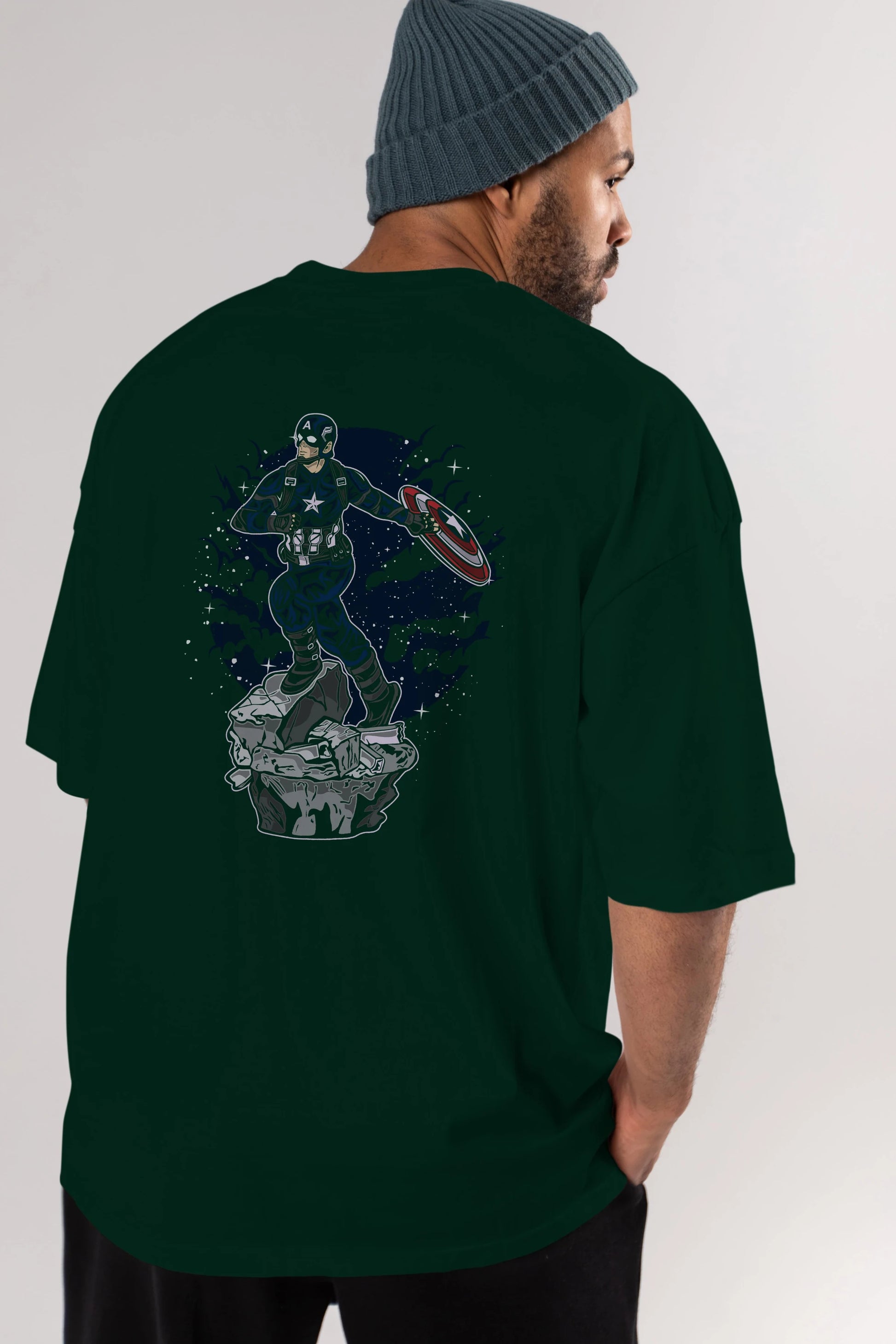CAPTAIN AMERICA Arka Baskılı Oversize t-shirt Erkek Kadın Unisex %100 Pamuk