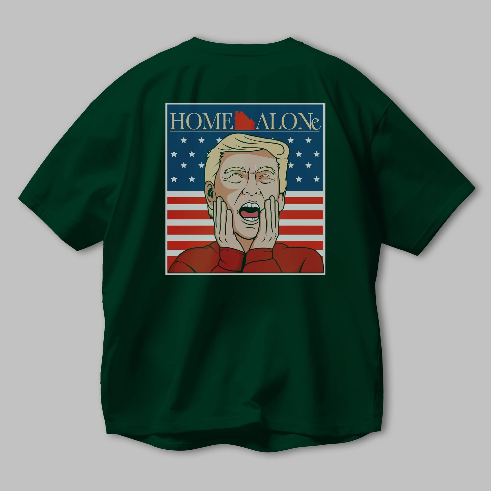 Home Alone Trump Arka Baskılı Oversize t-shirt Erkek Kadın Unisex %100 Pamuk tişort