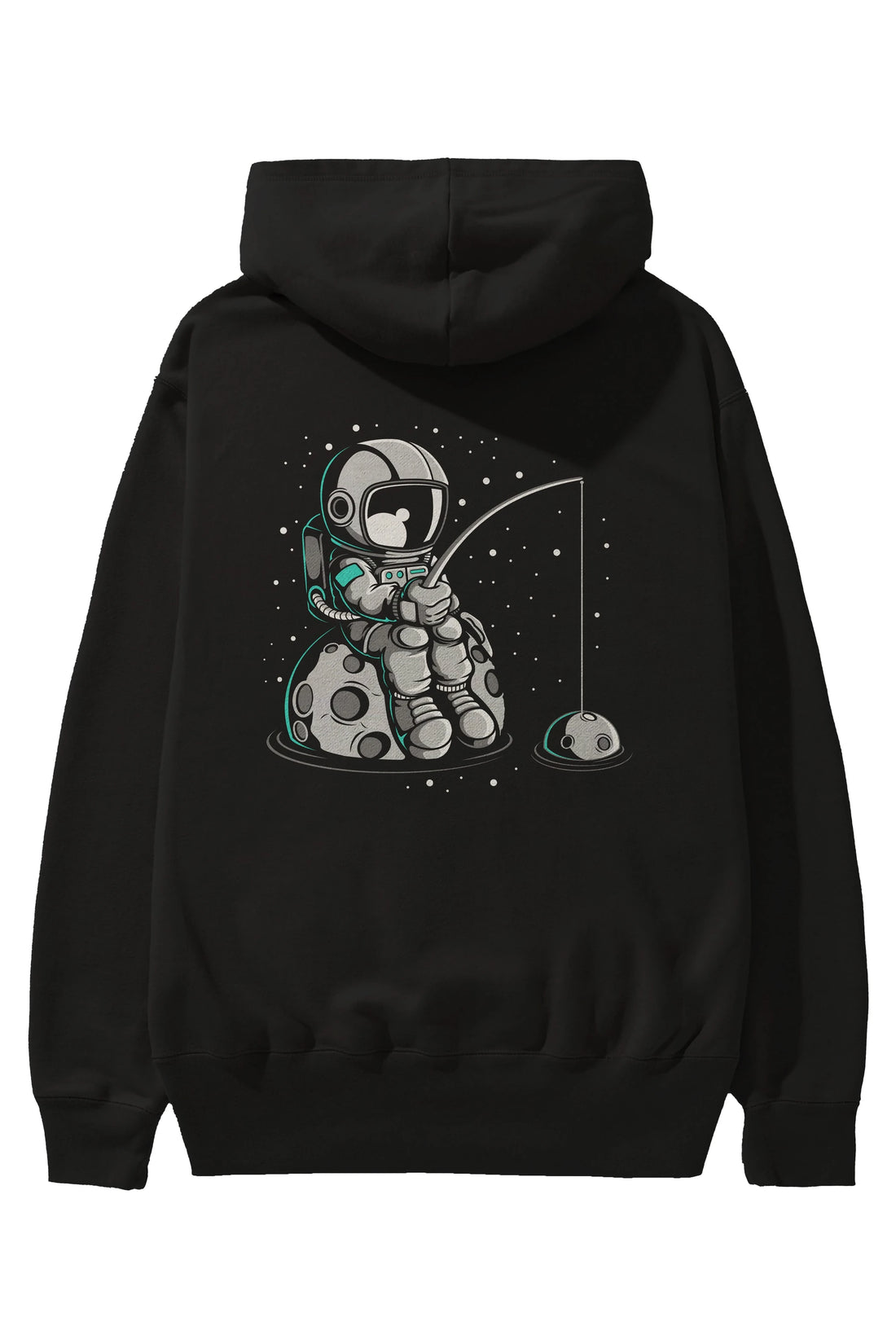 Astronaut Fishing Arka Baskılı Hoodie Oversize Kapüşonlu Sweatshirt Erkek Kadın Unisex