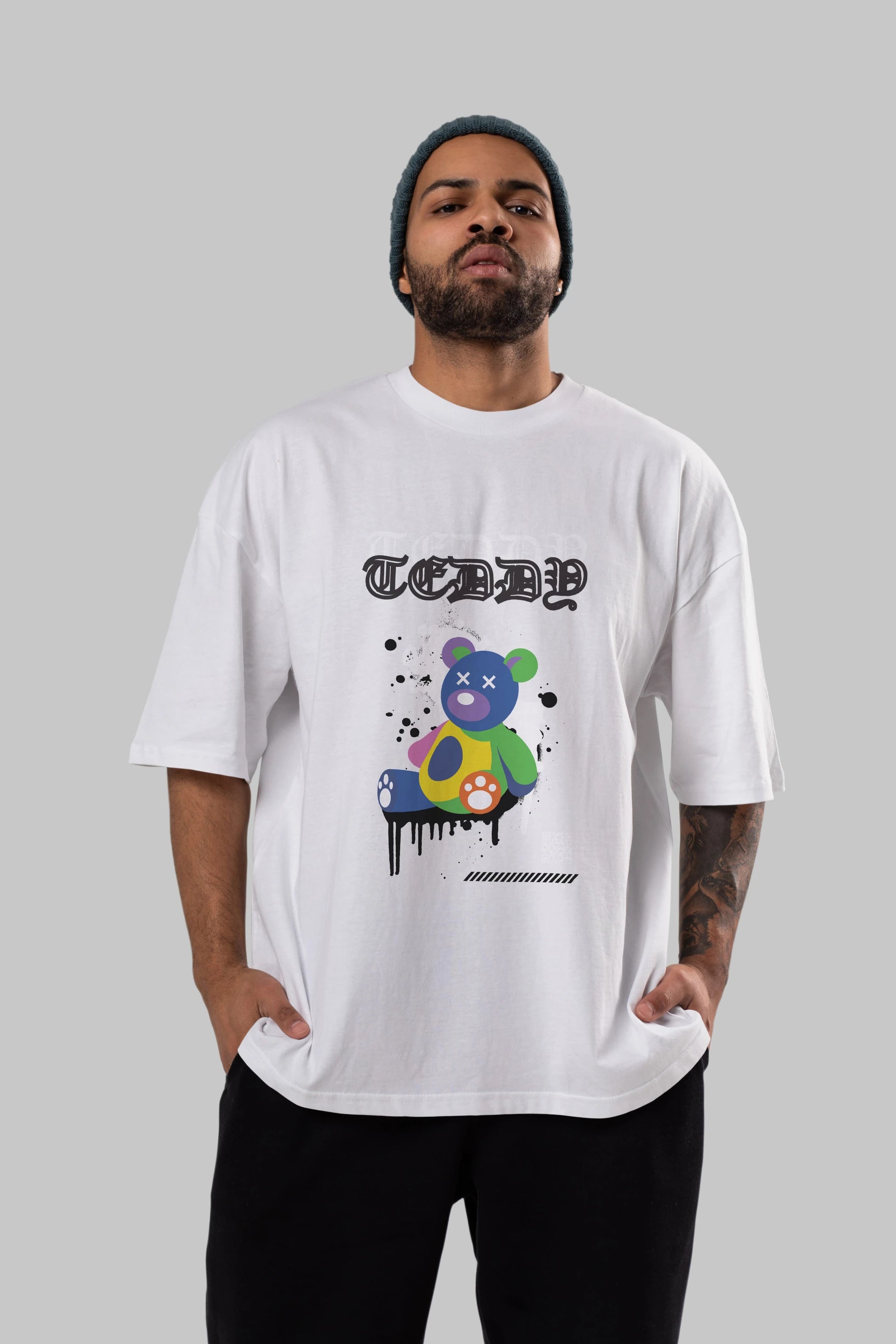 Teddy Bear Ön Baskılı Oversize t-shirt Erkek Kadın Unisex
