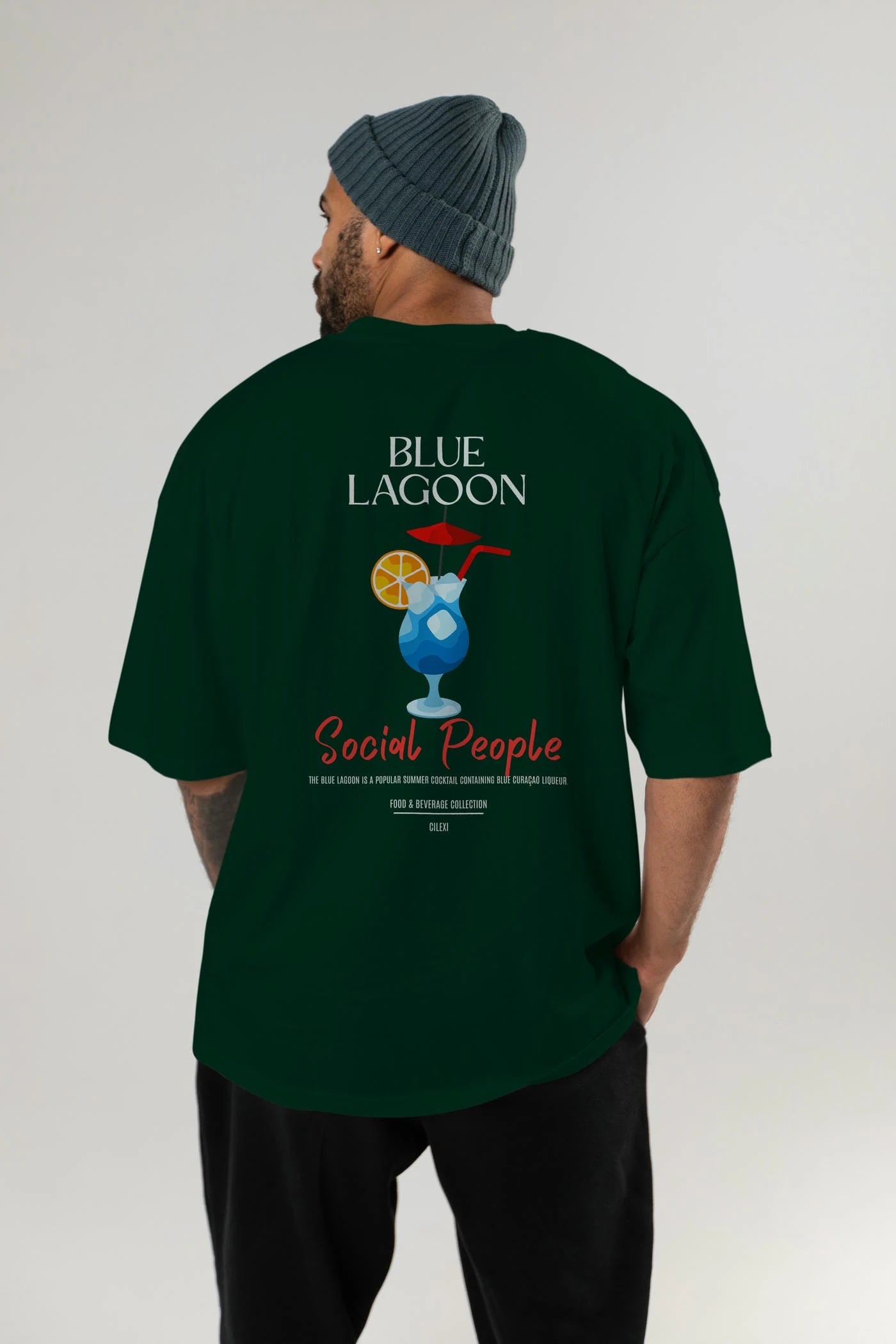 Blue Lagoon Kokteyl Serisi Baskılı Oversize t-shirt Erkek Kadın Unisex %100 Pamuk Bisiklet Yaka tişort