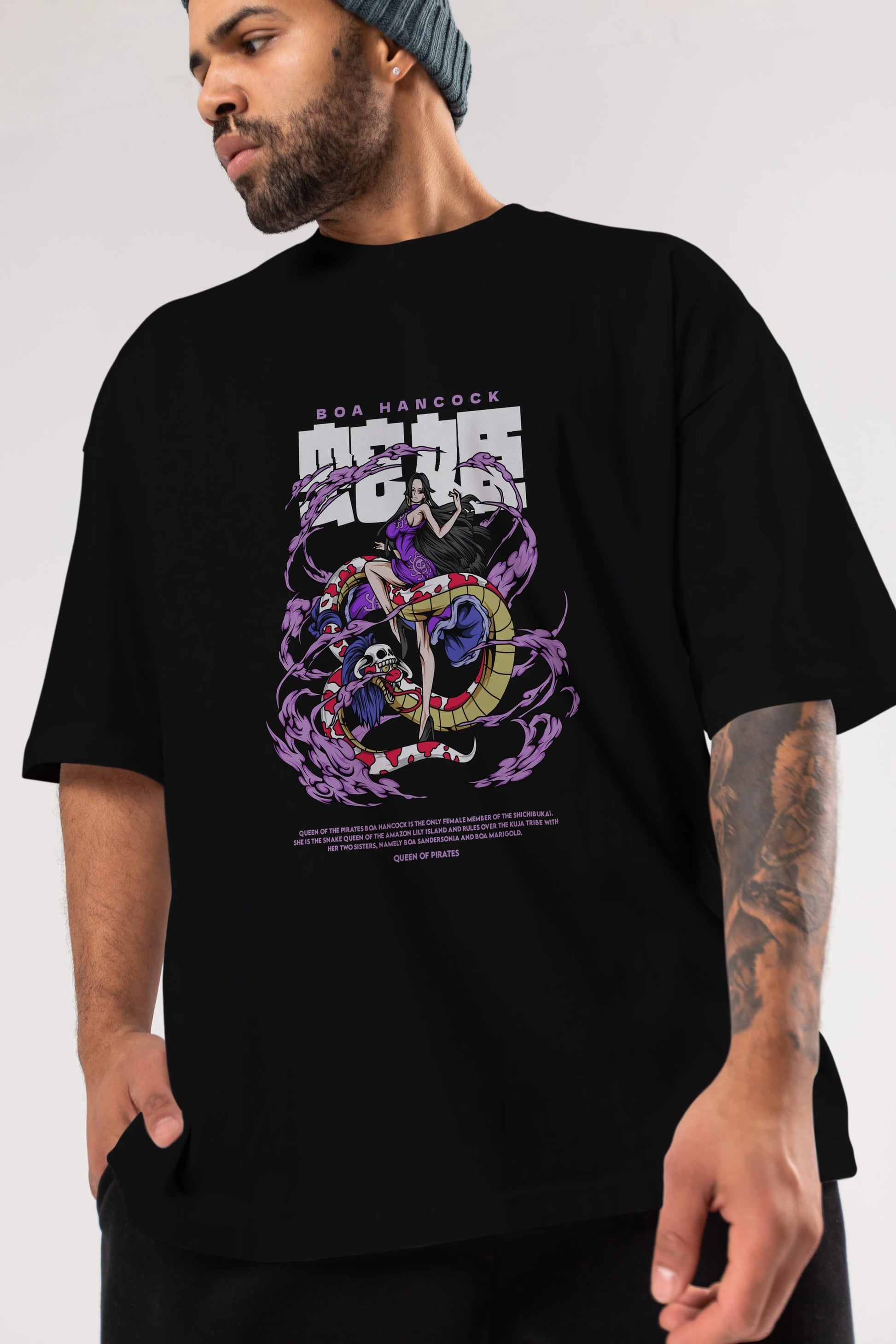 Boa Hancock Anime Ön Baskılı Oversize t-shirt %100 pamuk Erkek Kadın Unisex