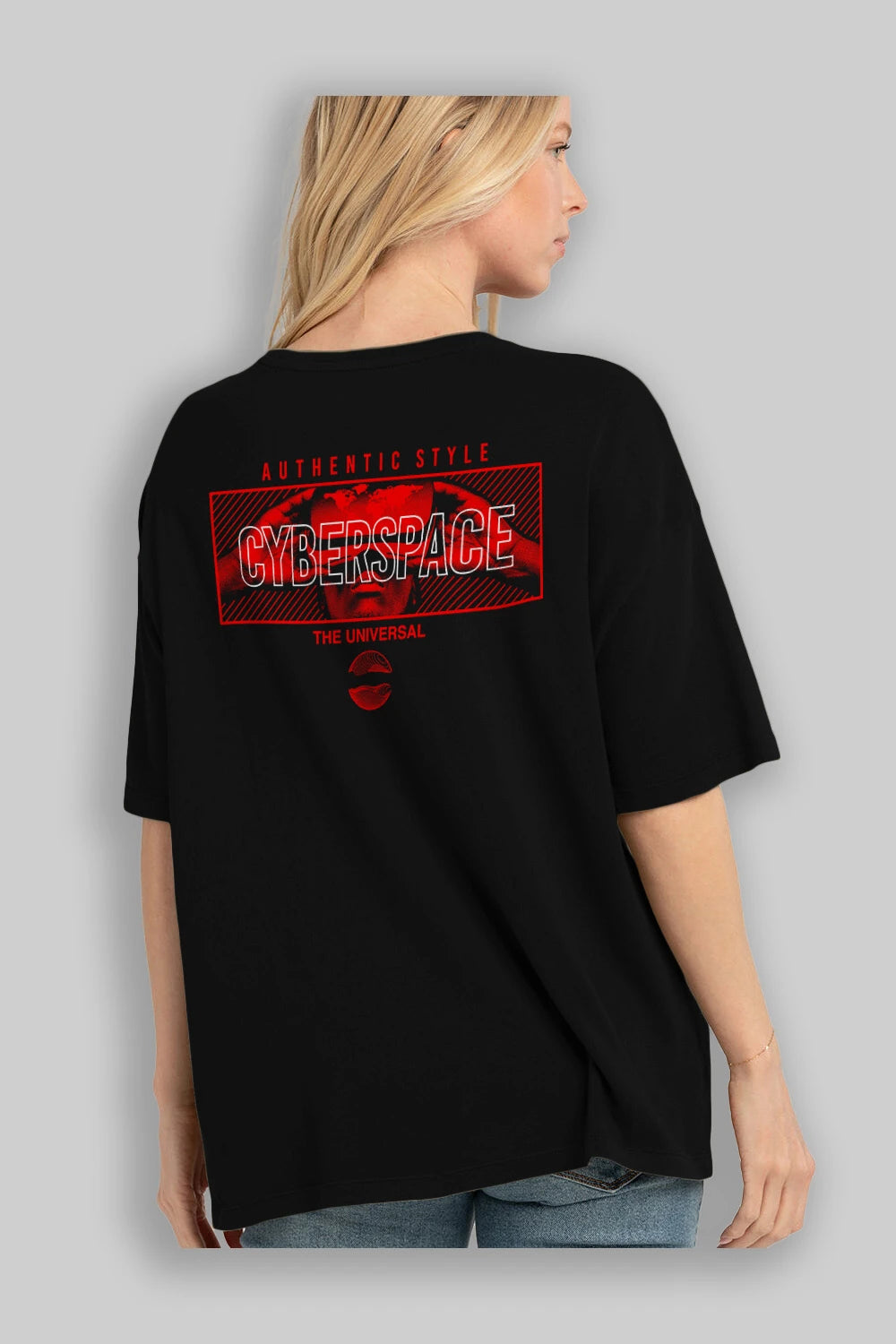 Cyberspace Arka Baskılı Oversize t-shirt Erkek Kadın Unisex