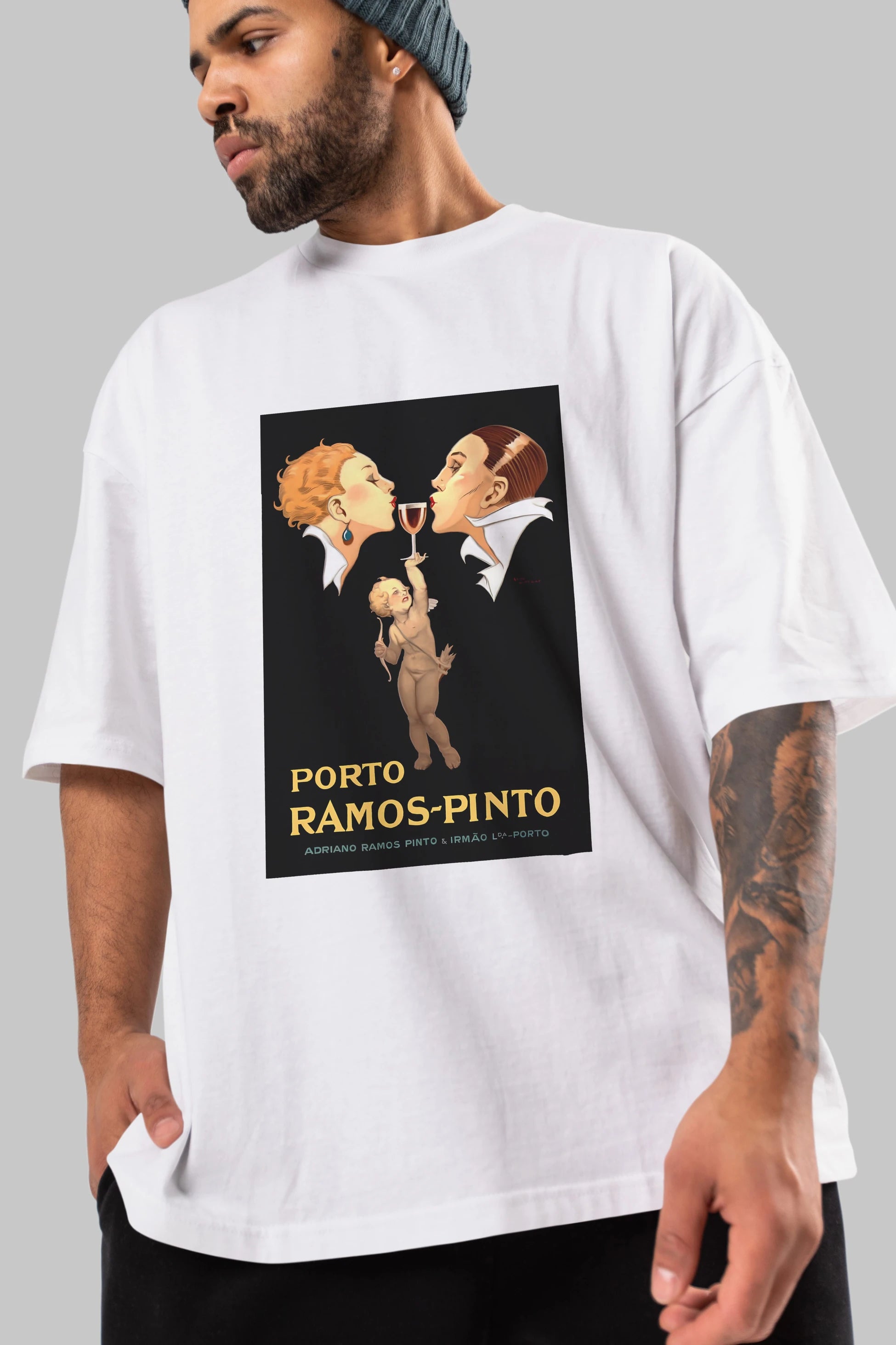 Porto Ramos Pinto Ön Baskılı Oversize t-shirt Erkek Kadın Unisex %100 Pamuk Bisiklet Yaka tişort