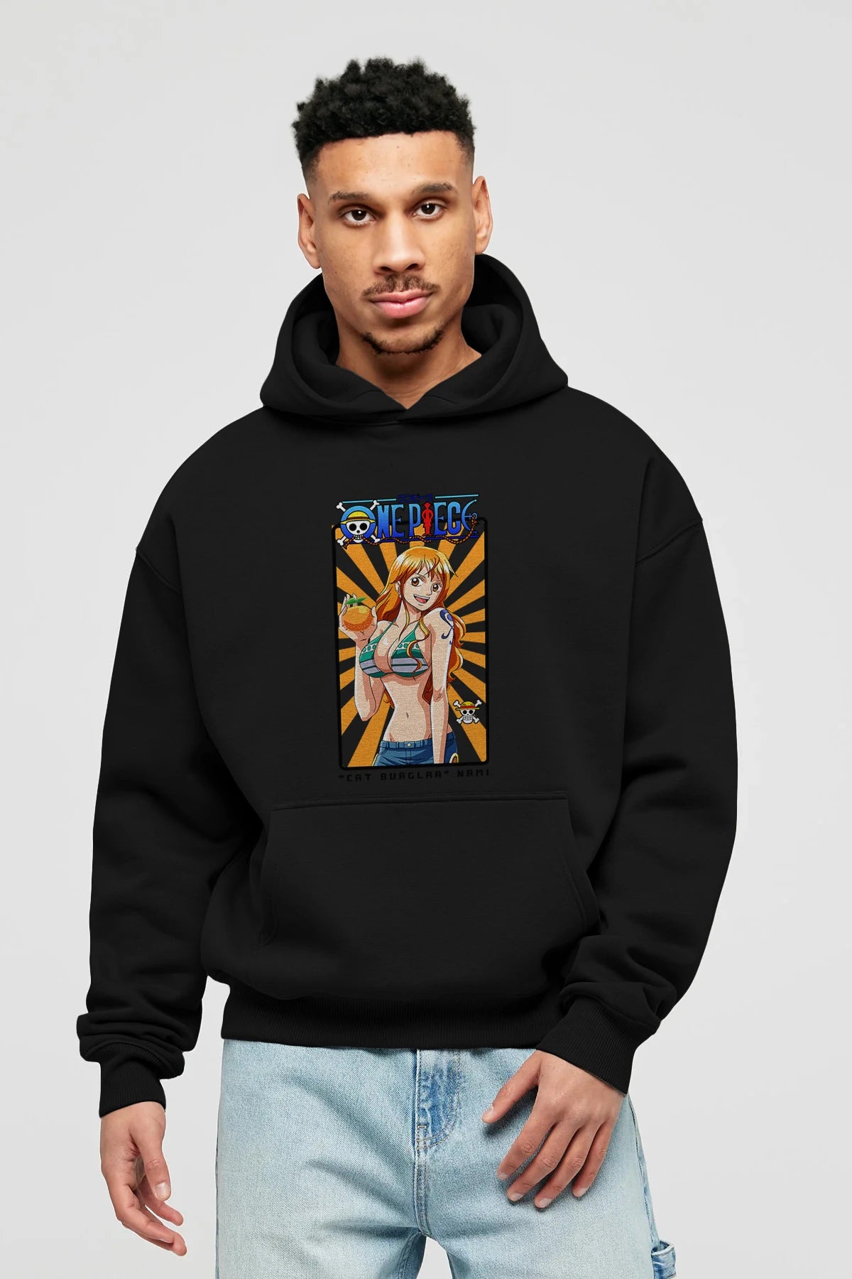 Nami Anime Ön Baskılı Hoodie Oversize Kapüşonlu Sweatshirt Erkek Kadın Unisex