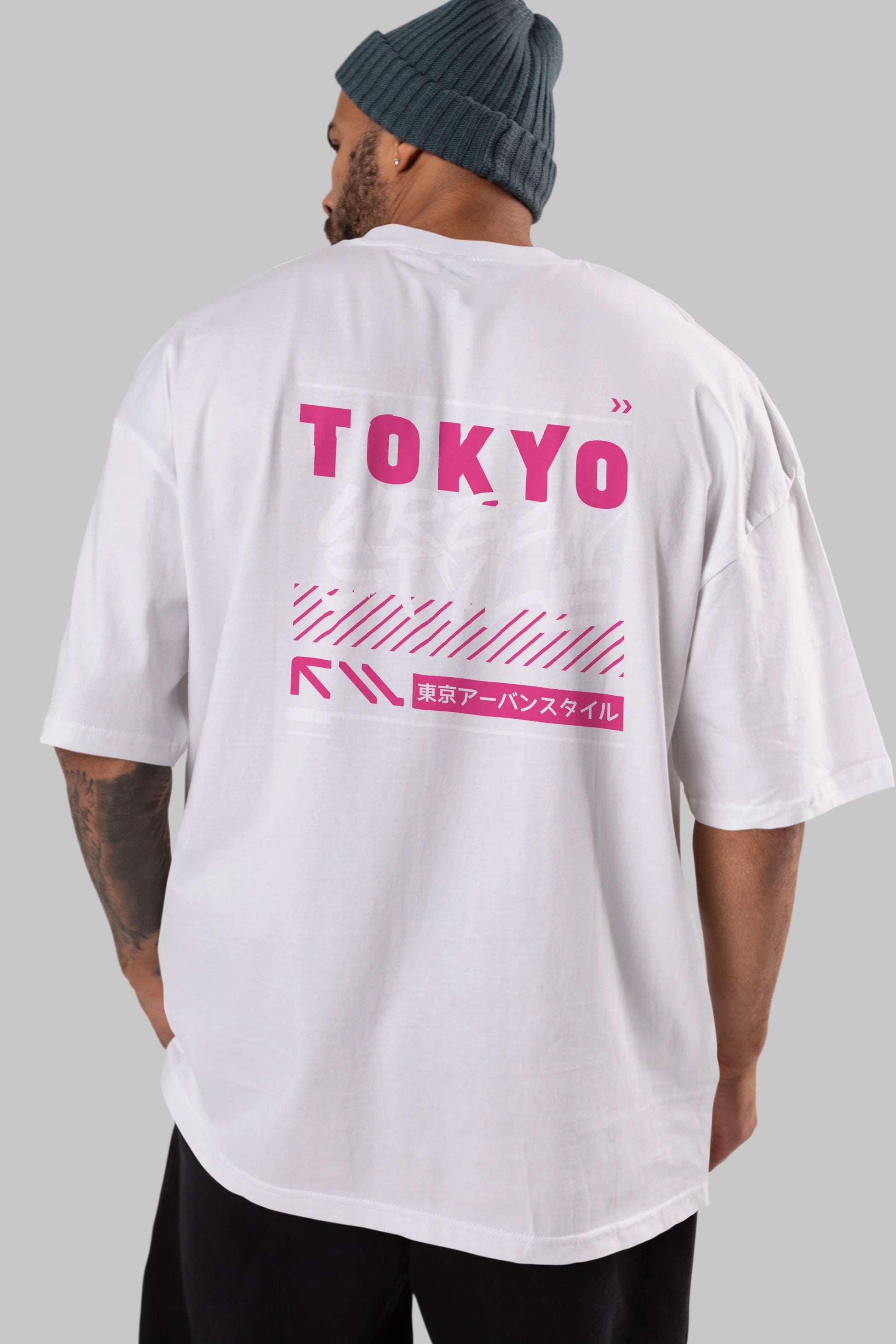 Tokyo Urban Style Arka Baskılı Oversize t-shirt Erkek Kadın Unisex